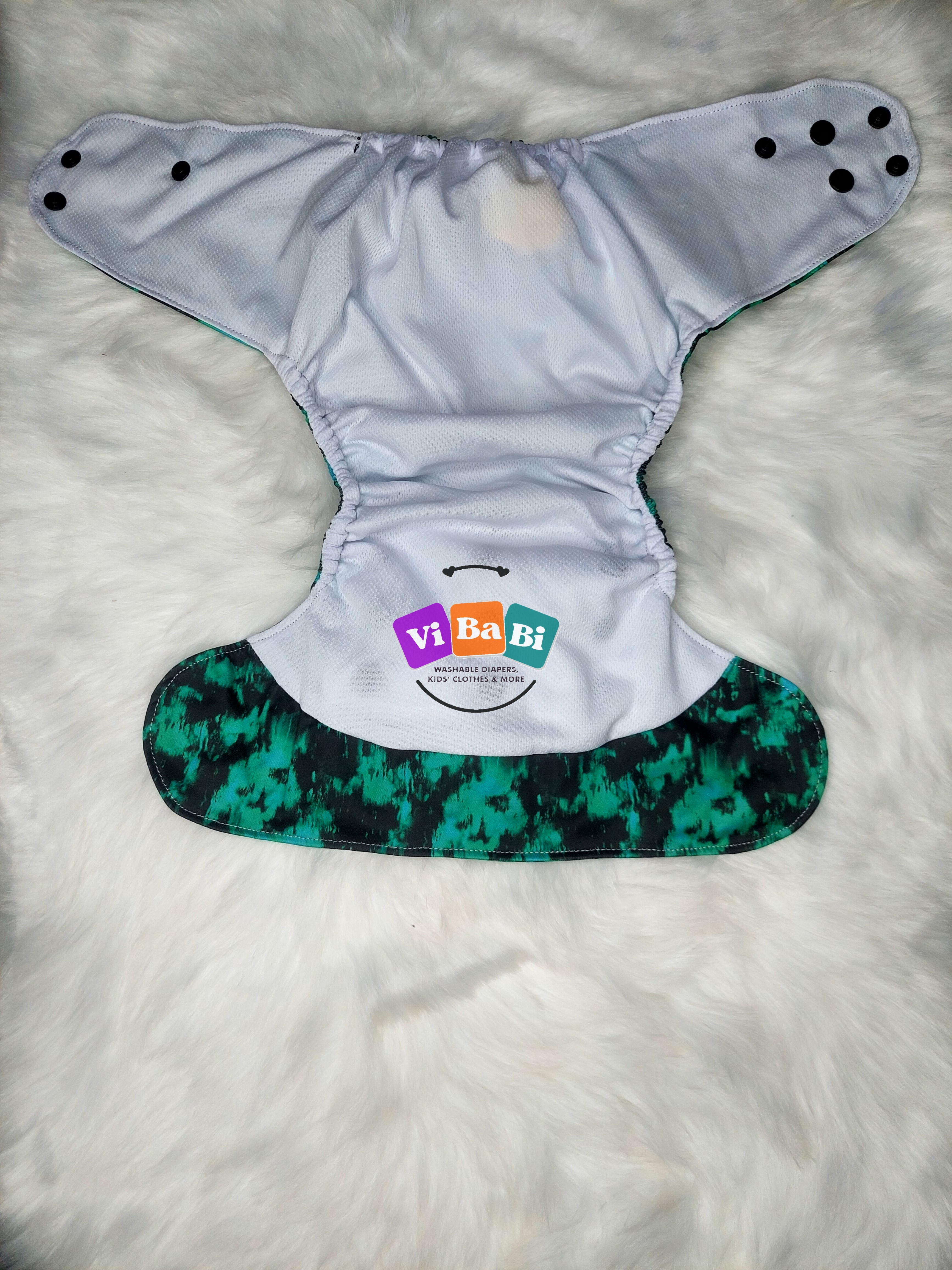 Mystry Green/Black by fanny fluff, Pocket Reusable Cloth Diaper