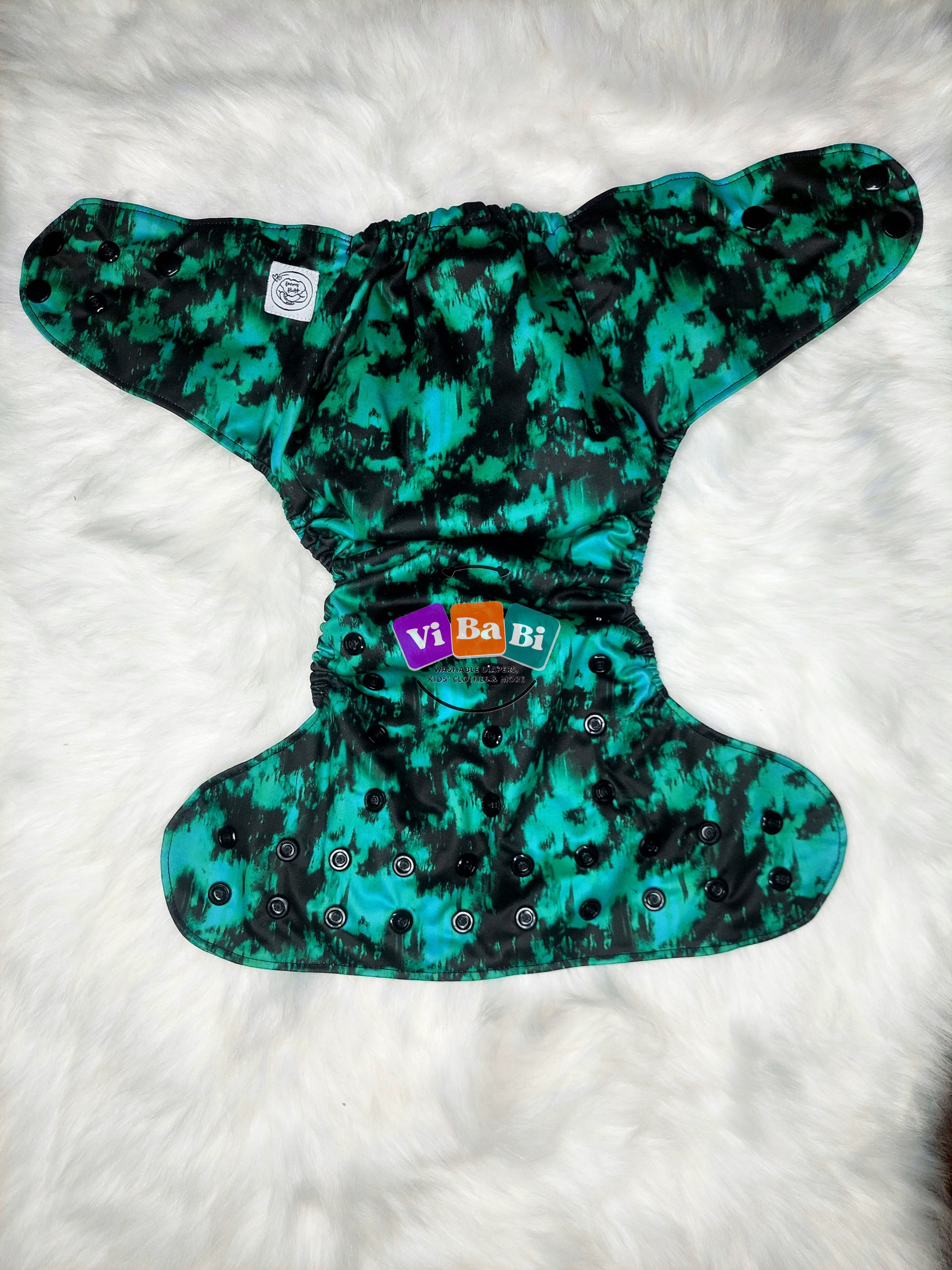 Mystry Green/Black by fanny fluff, Pocket Reusable Cloth Diaper