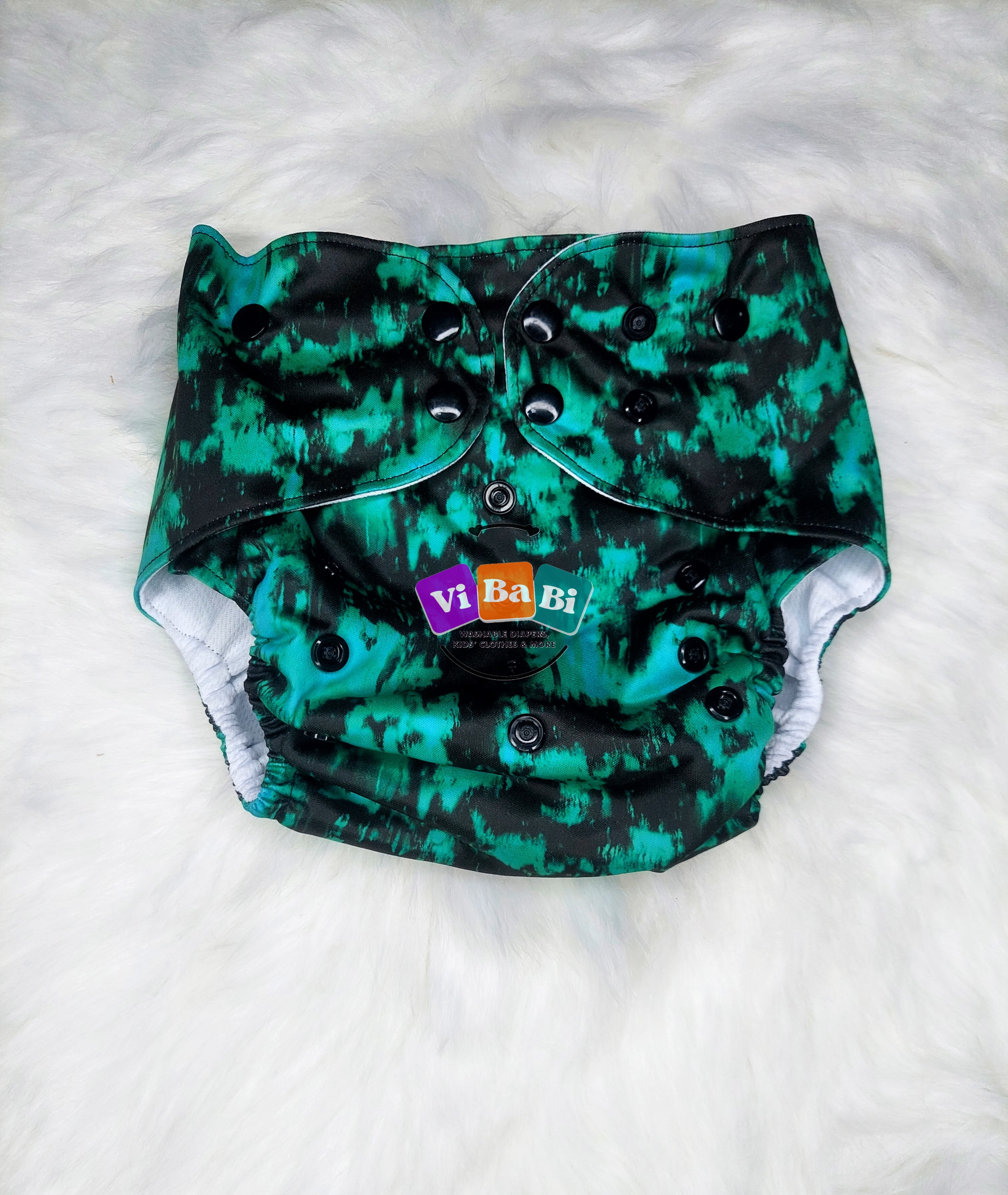 Mystry Green/Black by fanny fluff, Pocket Reusable Cloth Diaper
