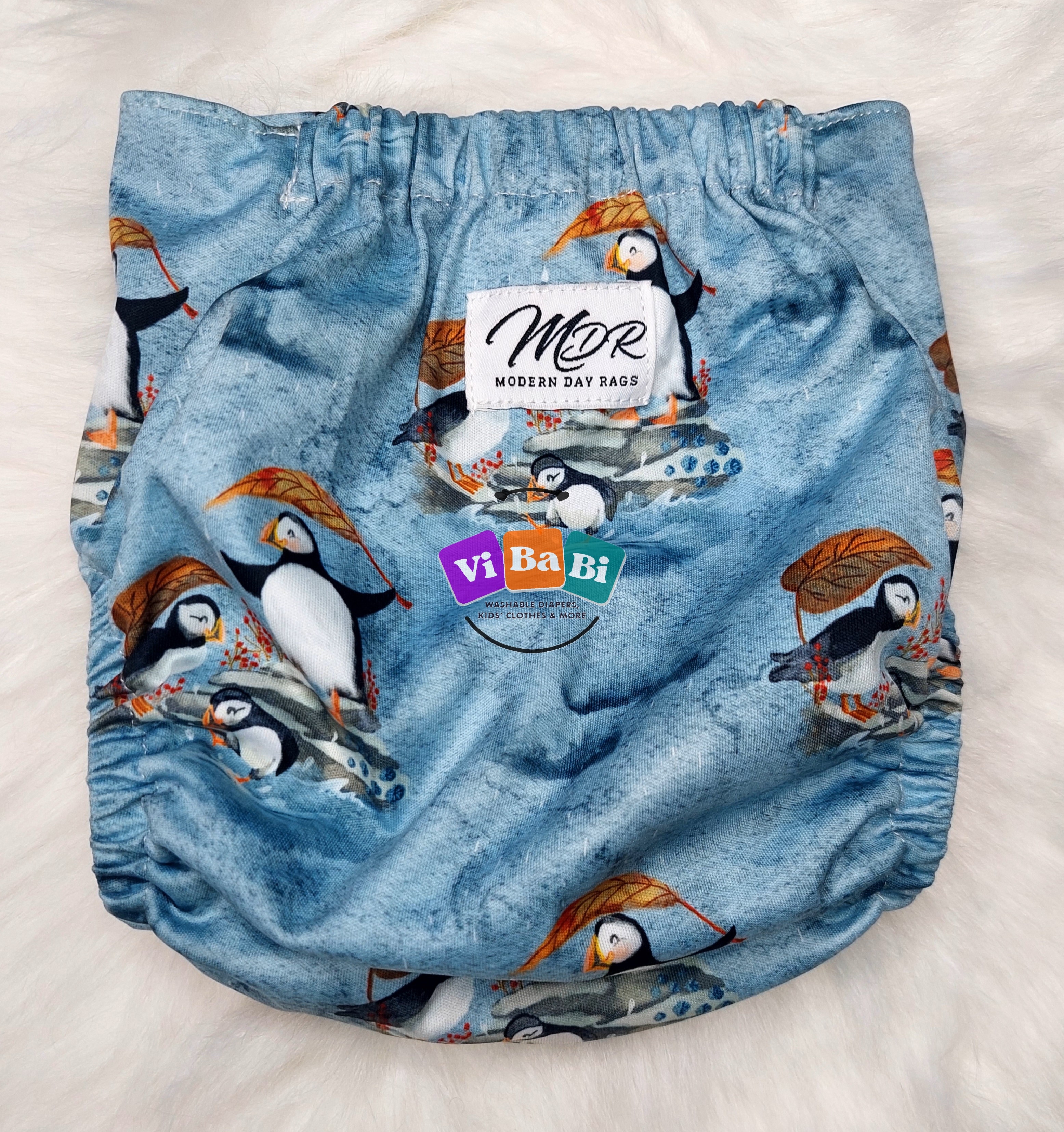 Puffin in The Rain by Modern Day Rags, (Pocket) Reusable Cloth Diaper