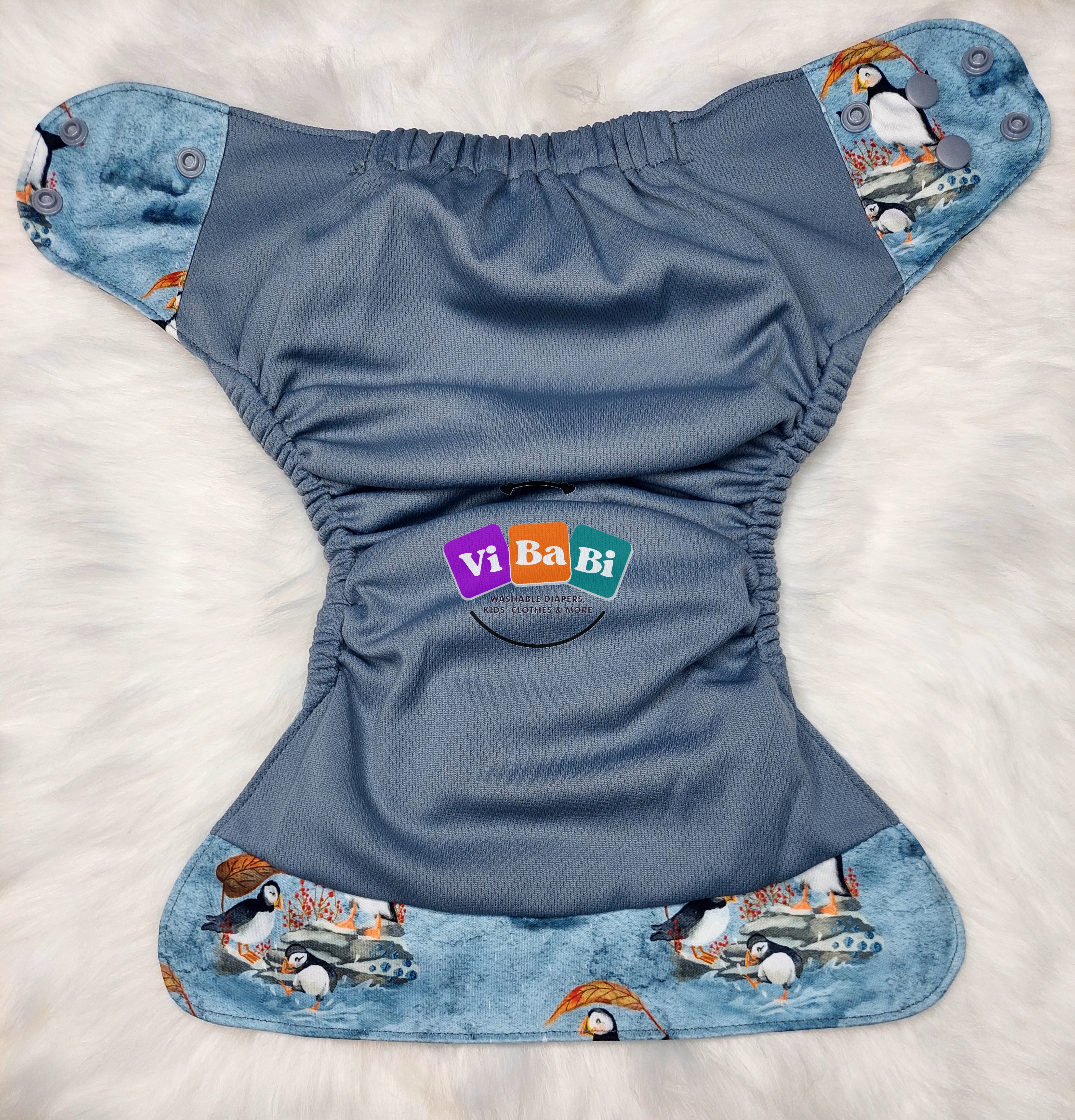 Puffin in The Rain by Modern Day Rags, (Pocket) Reusable Cloth Diaper