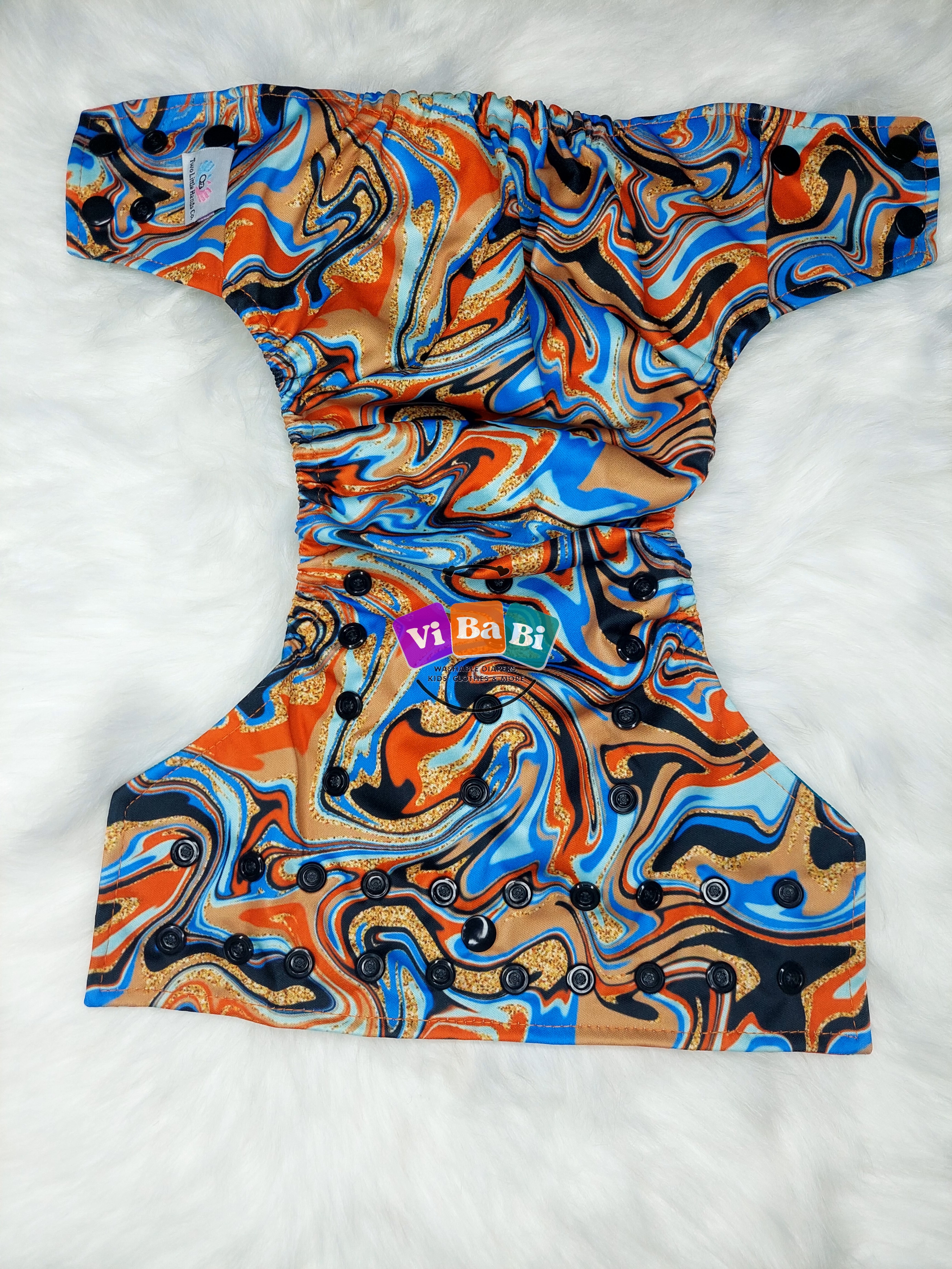 Glitter Sand - Blue Orange by Two Little Hands, (Pocket) Reusable Cloth Diaper
