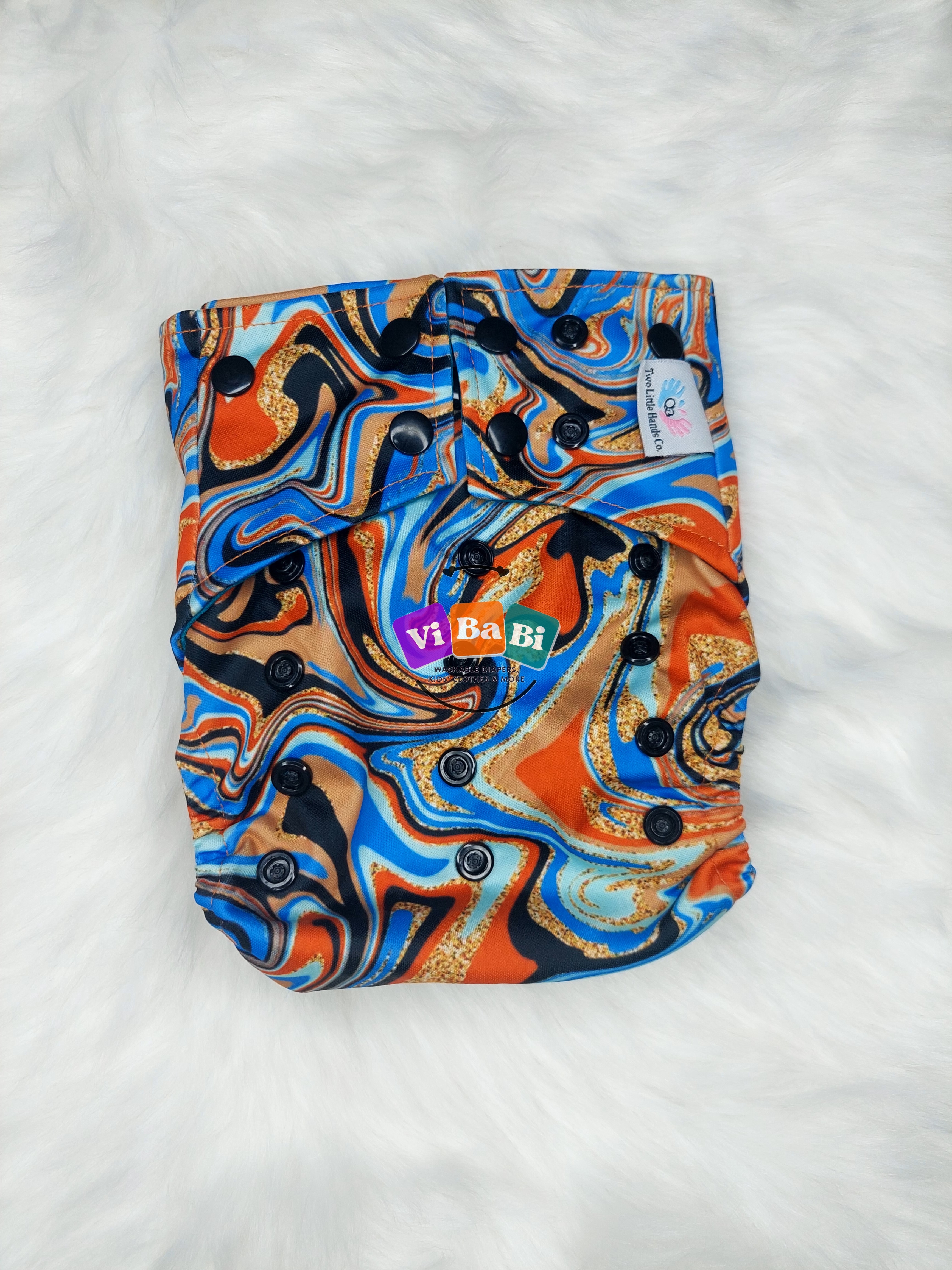 Glitter Sand - Blue Orange by Two Little Hands, (Pocket) Reusable Cloth Diaper