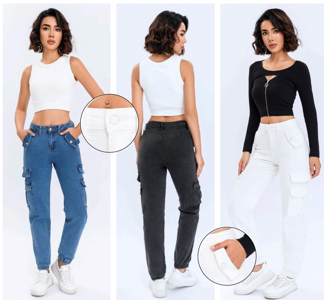 PANTALON DE MEZCLILLA CARGO - STRETCH 94