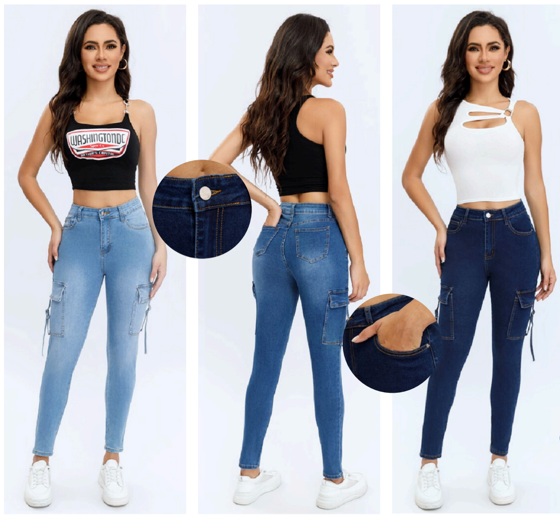 PANTALON DE MEZCLILLA ENTUBADO - CARGO STRETCH 514