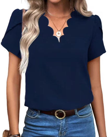 BLUSA AZUL CON ENCAJE