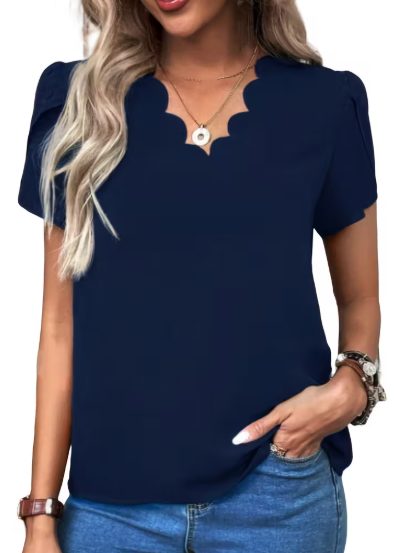 BLUSA AZUL CON ENCAJE
