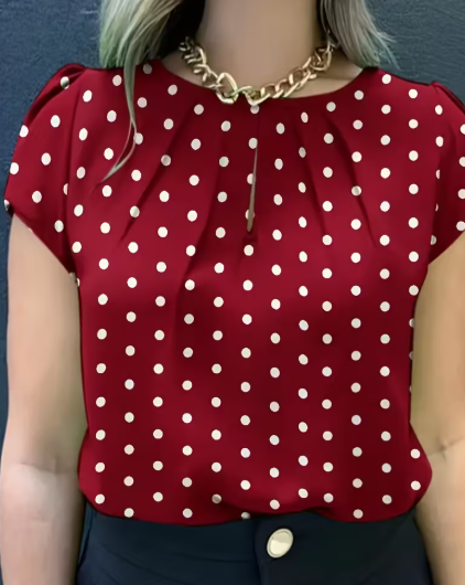 BLUSA ROJA CON LUNARES BLANCOS