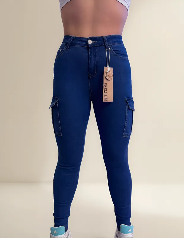 PANTALON DE MEZCLILLA ENTUBADO- CARGO - STRETCH 440