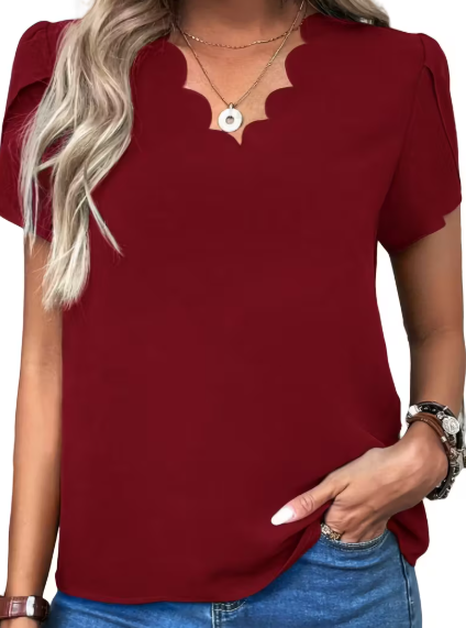 BLUSA ROJA CON ENCAJECASUAL