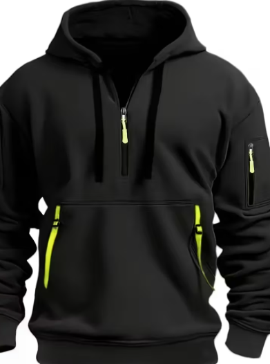 SUDADERA CON CAPUCHA DE CIERRES VERDES