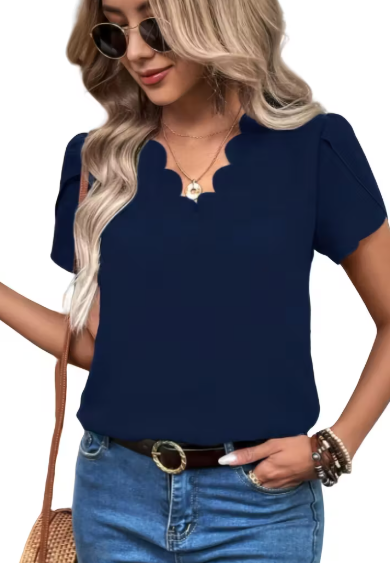 BLUSA AZUL CON ENCAJE