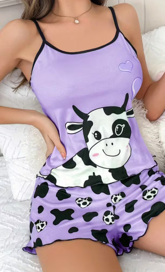 PIJAMA DE VACA LILA
