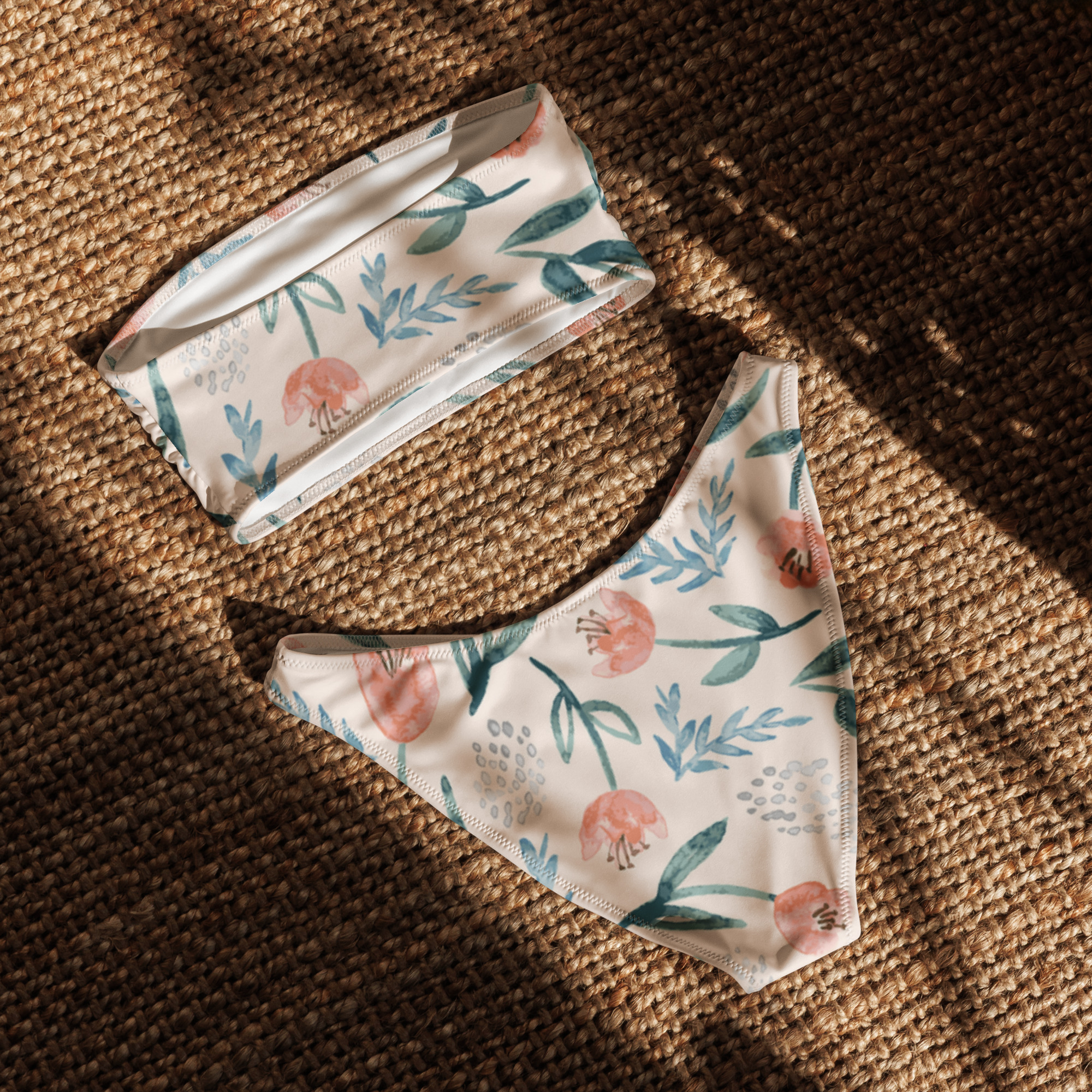 BIKINI BANDEAU SECADO RAPIDO ACABADO FLORAL 