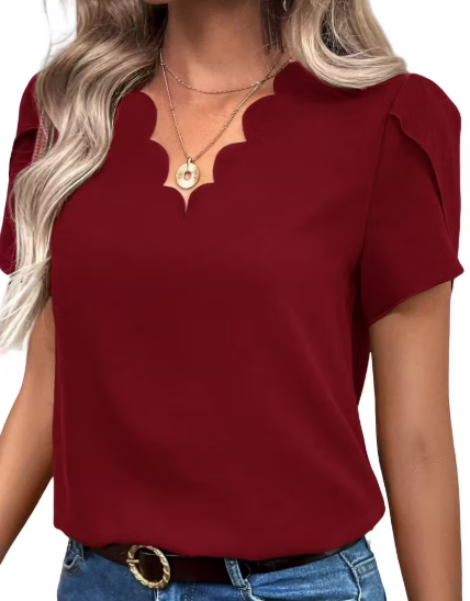 BLUSA ROJA CON ENCAJECASUAL