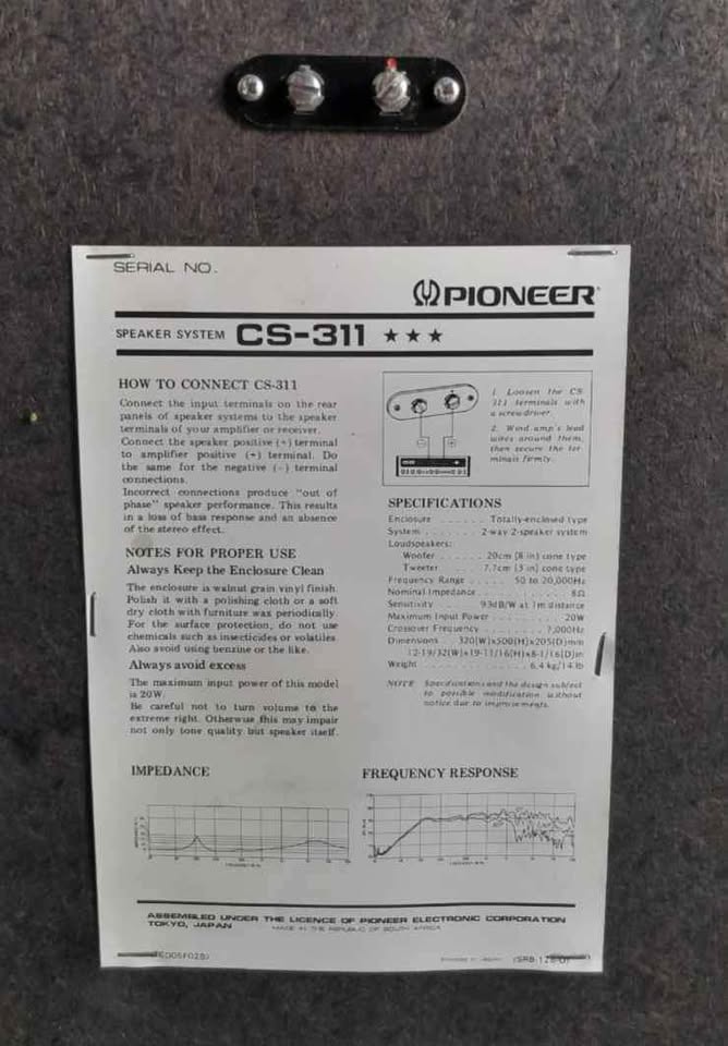 Pioneer Speaker System CS-311