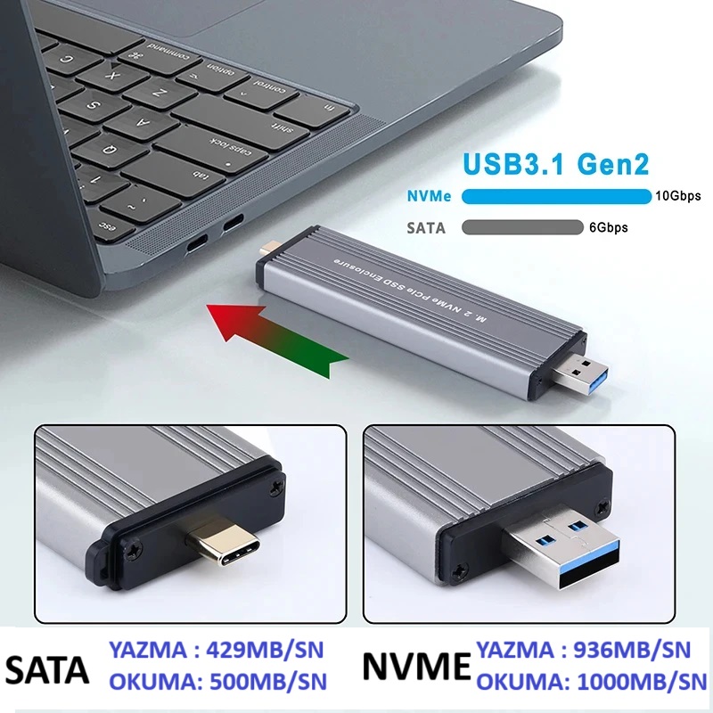 Oykutech m2 SSD Kutusu Çift Protokol