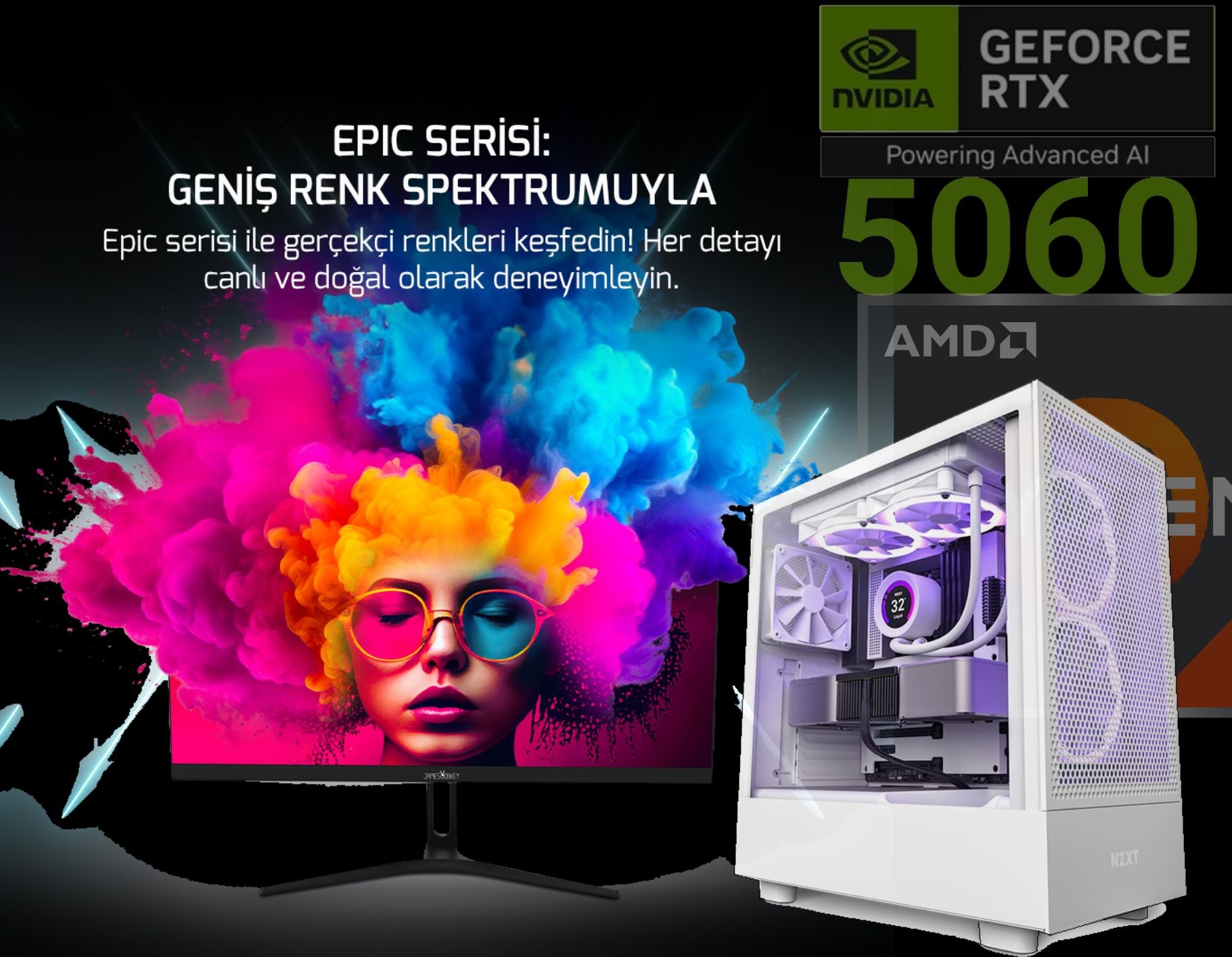 Gaming Bilgisayar Seti - Ryzen 7 5700 | RTX 5060 8GB | 200Hz Monitör