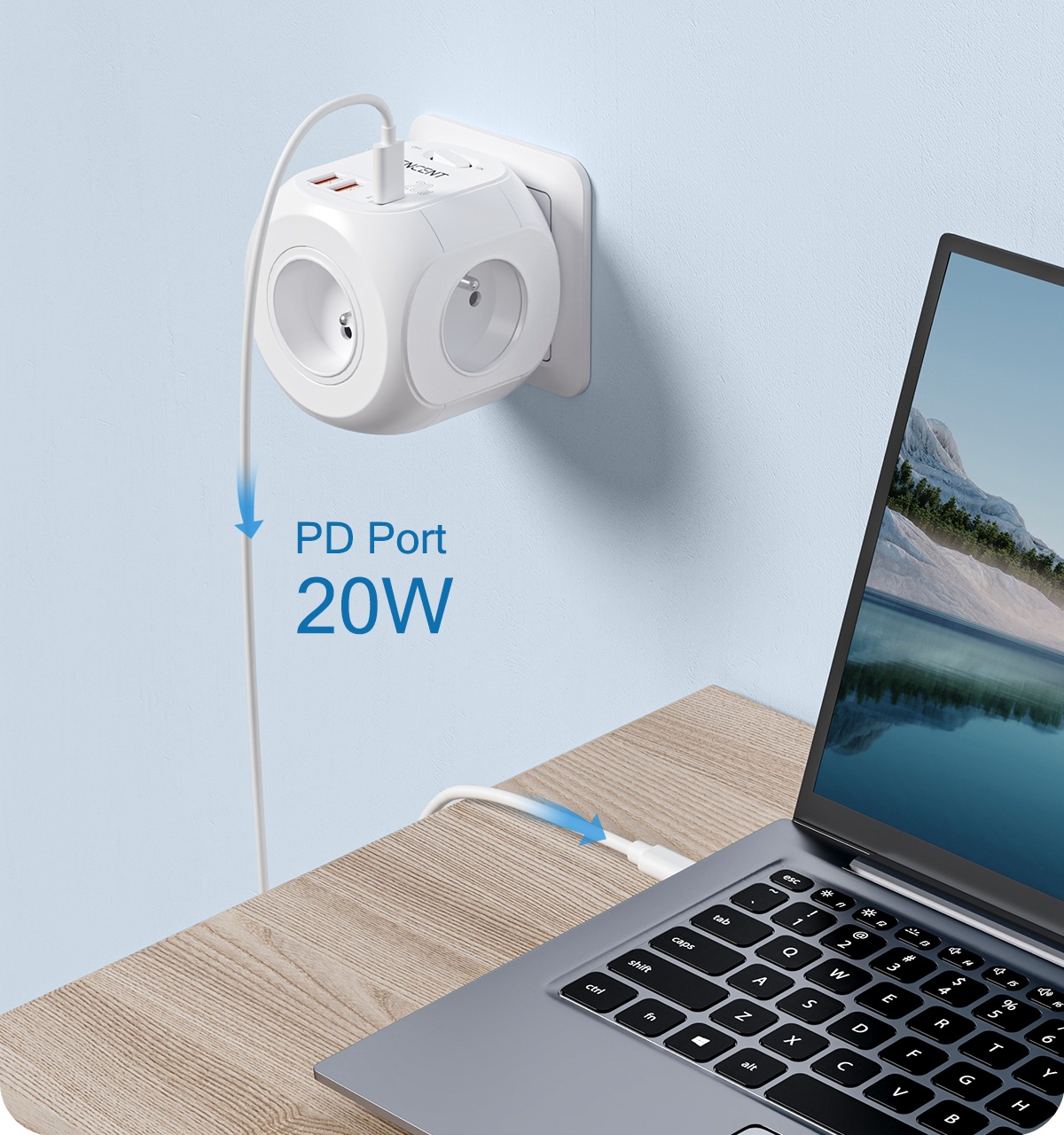 Lencent 7'li 20W Korumalı Priz