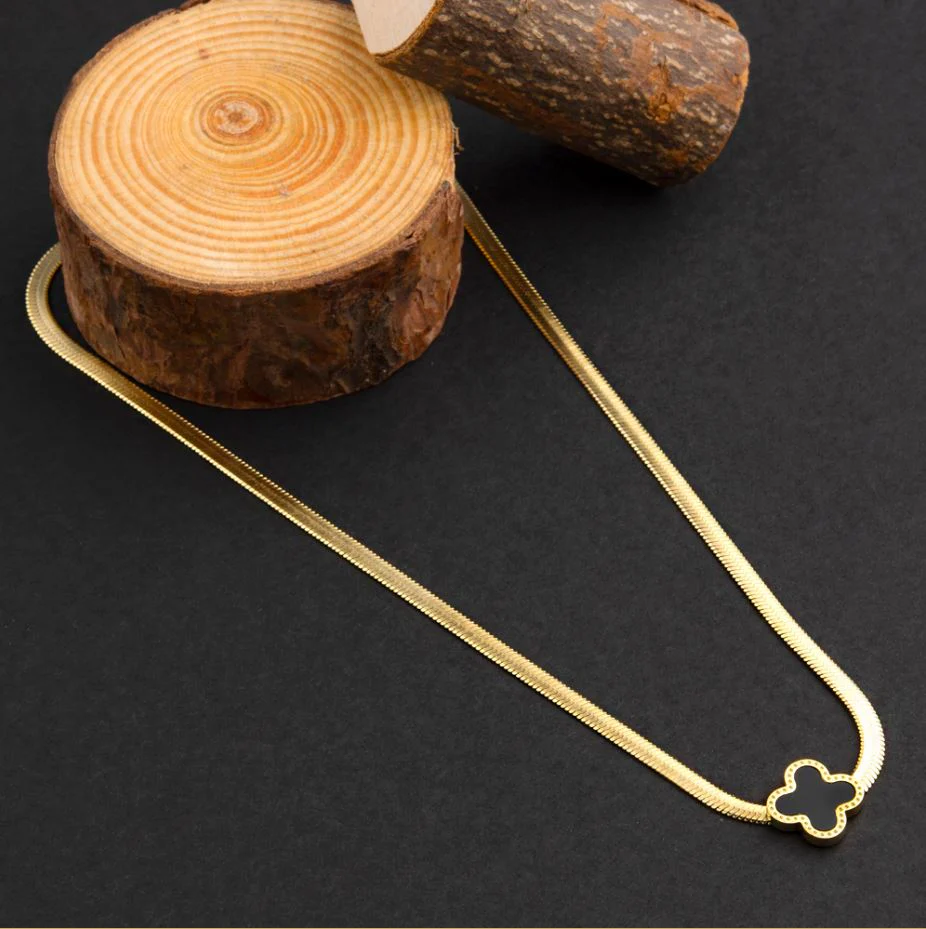 Stainless Steel Gold Plated Chain With Van Cleef &amp; Arpels Pendent Necklace-