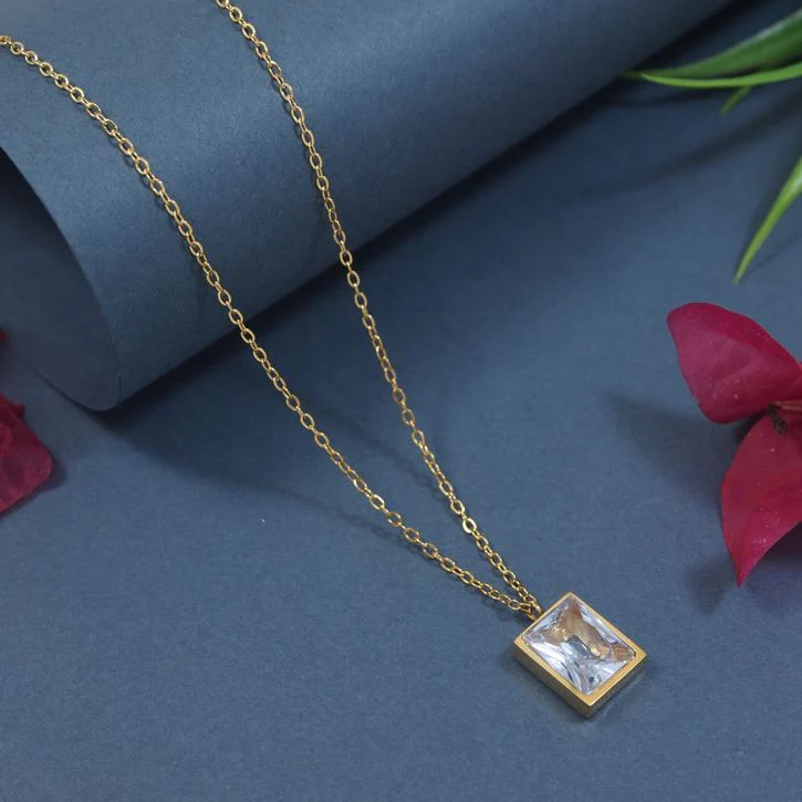 Stainless Steel Square Pendent Necklace