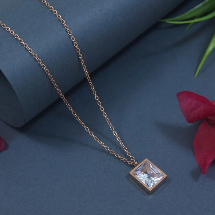 Stainless Steel Square Pendent Necklace