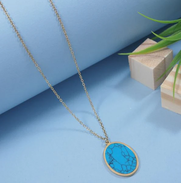  Stainless steel Oval Shape Pendent Necklace