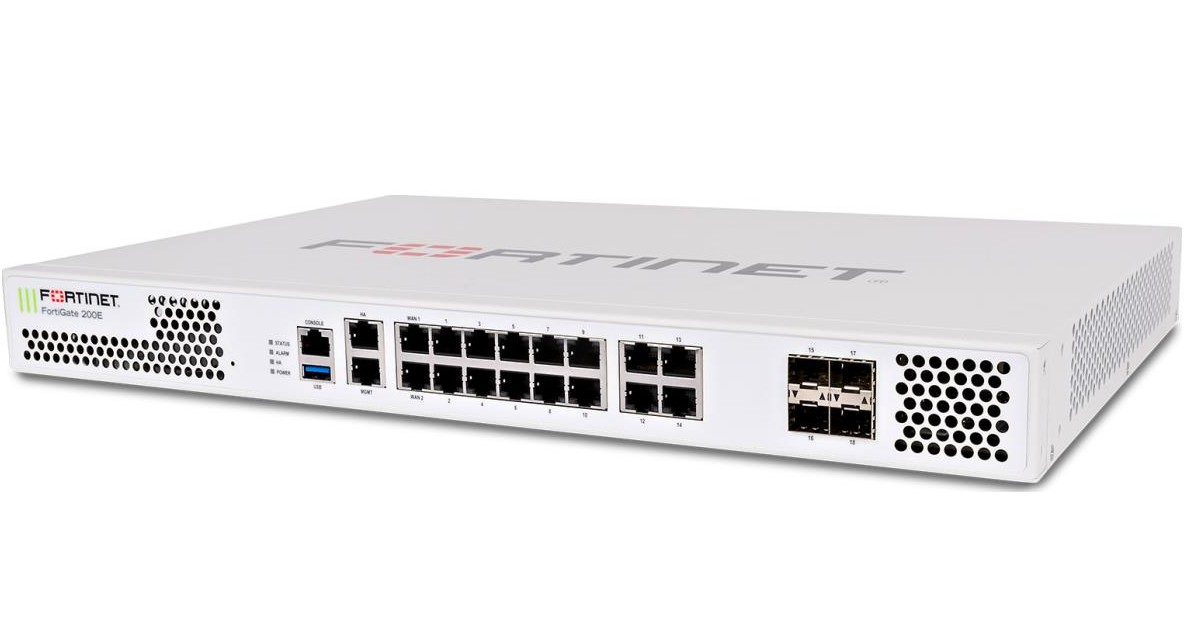 FIREWALL FORTNET FG-200E 18 X GE RJ45 (INCLUDING 2 X WAN PORTS, 1 X MGMT PORT, 1 X HA PORT, 14 X SWITCH PORTS), 4 X GE SFP SLOTS. SPU NP6LITE AND CP9 HARDWARE ACCELERATED - CONSOLE; USB; RJ45 MANAGEMENT/HA; RJ45 WAN; RJ45; SFP - 100-240V AC, 50-60 HZ