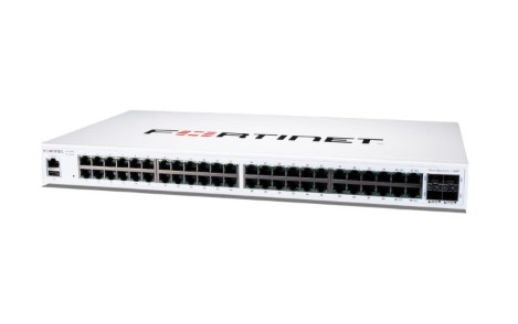 SWITCH FORTISWITCH FORTNET 148F - 1RU - WIRED - 10GBPS - NETWORKING / PORTS QTY: 54 - GIGABIT ETHERNET - NONE PROCESSOR - 512MB RAM - 64MB FLASH MEMORY - 100-240V AC - OSPFV2, RIPV2, VRRP, BGP, ISIS - RJ45;10GE SFP+;RJ-45 SERIAL CONSOLE