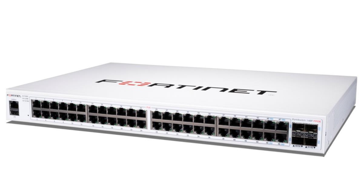 SWITCH FORTISWITCH FORTNET -148F-POE L2+ MANAGEMENT SWITCH WITH 48X GE PORT + 4X SFP+ PORT + 1X RJ45 CONSOLE. PORT 1- 24 ARE POE PORTS WITH AUTOMATIC MAX 370W POE OUTPUT LIMIT (24 PORT 802.3AF OR 12 PORT 802.3AT)