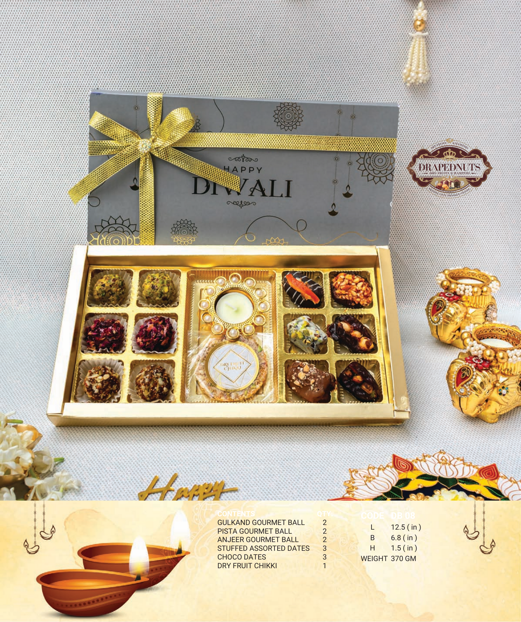 Happy Diwali Gourmet Sweets Gift Box DB08