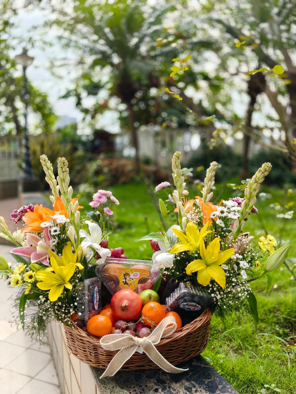 The Blossom Basket – Premium Wedding Fruit Hamper for Roka & Muh Dikhai by Drapednuts