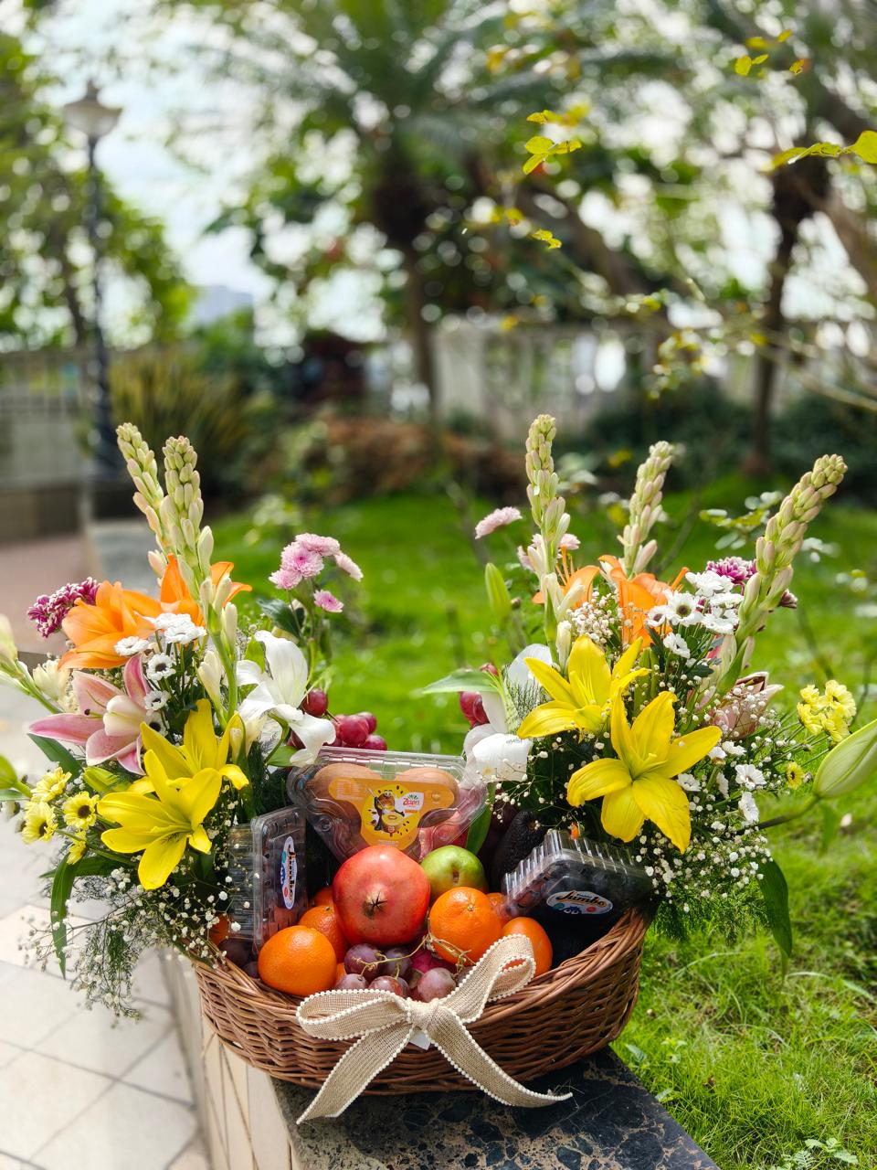 The Blossom Basket – Premium Wedding Fruit Hamper for Roka & Muh Dikhai by Drapednuts