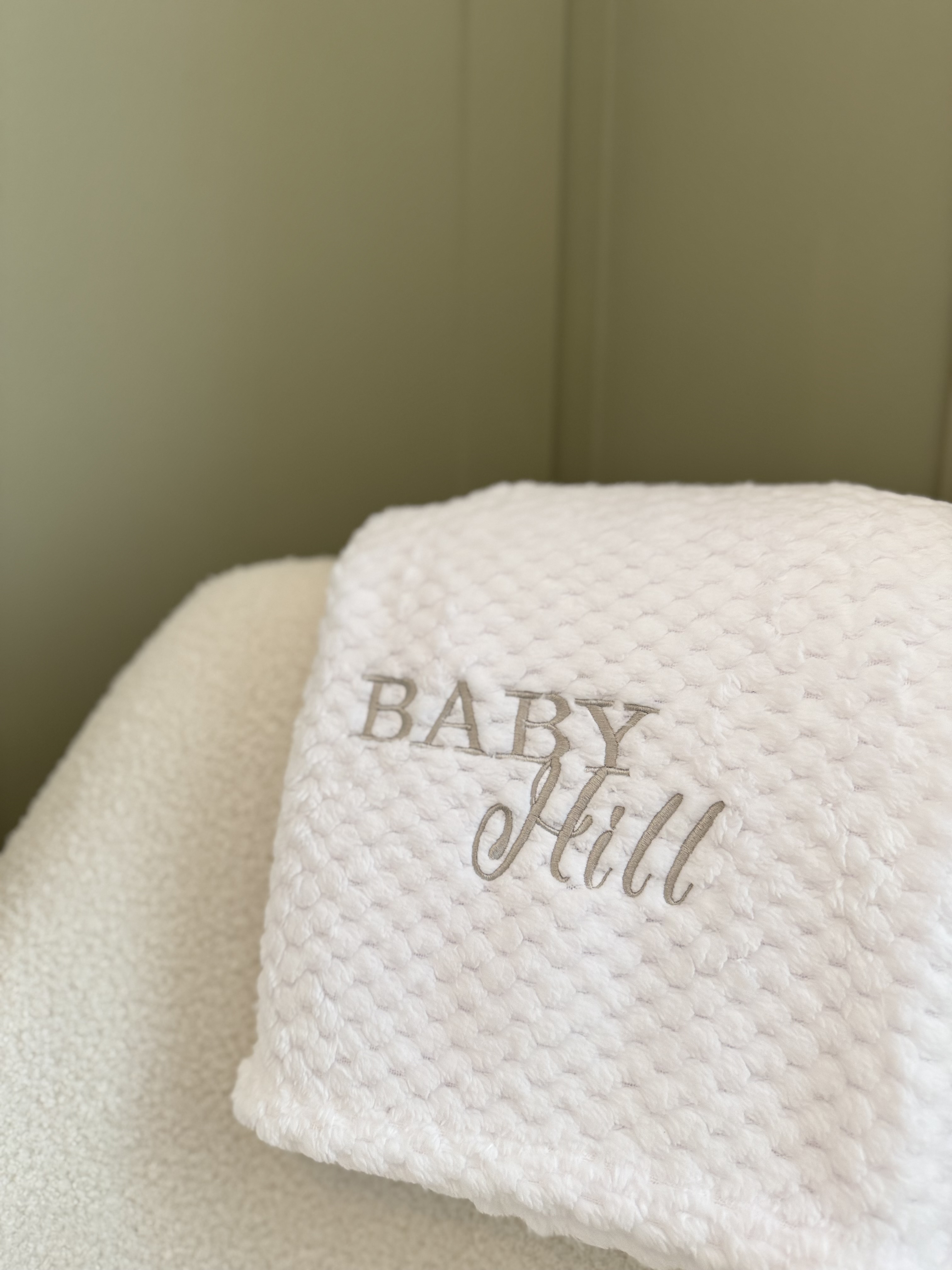 Personalised Baby White Waffle Blanket & Bodysuit Vest Bundle