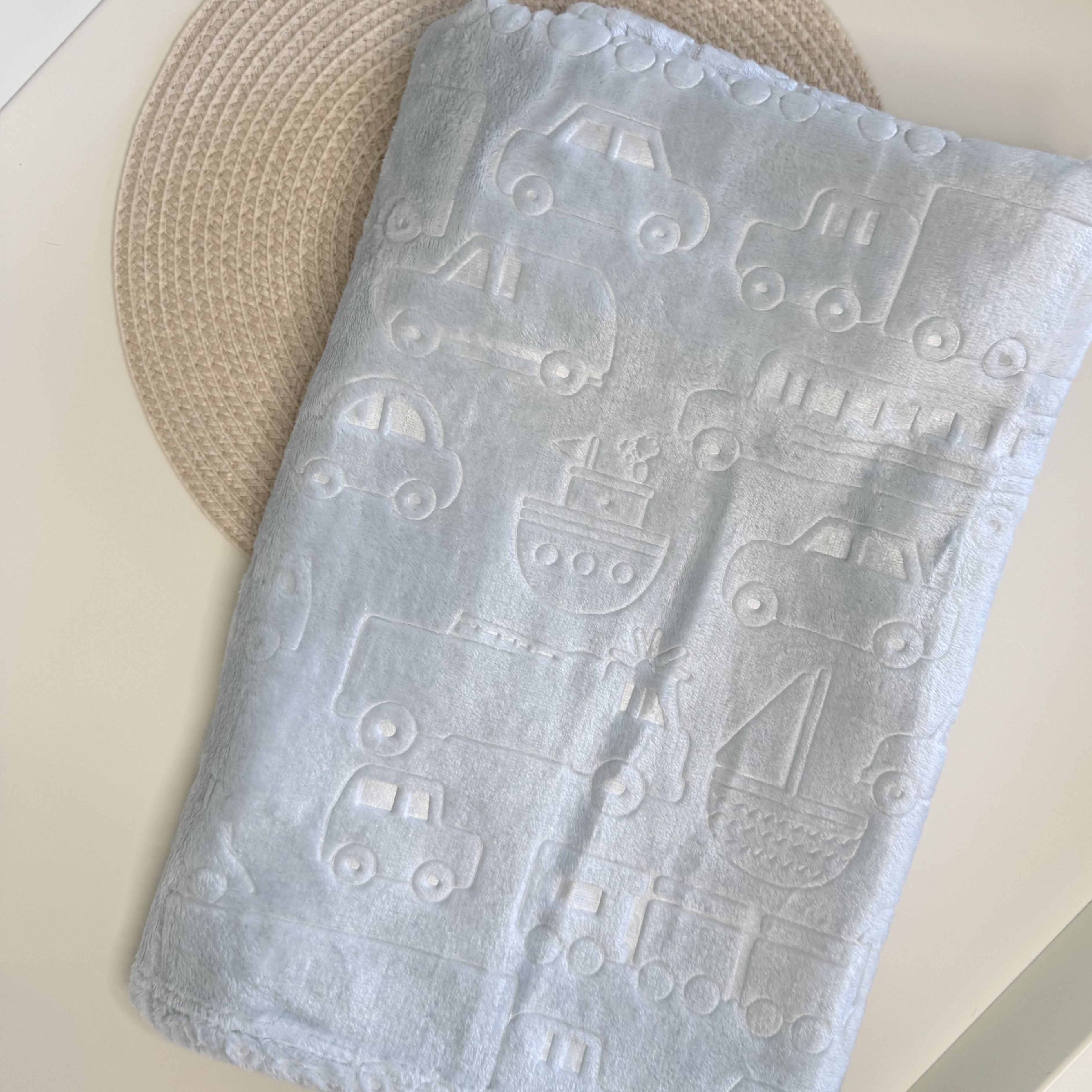 Personalised Blue Car Baby Blanket