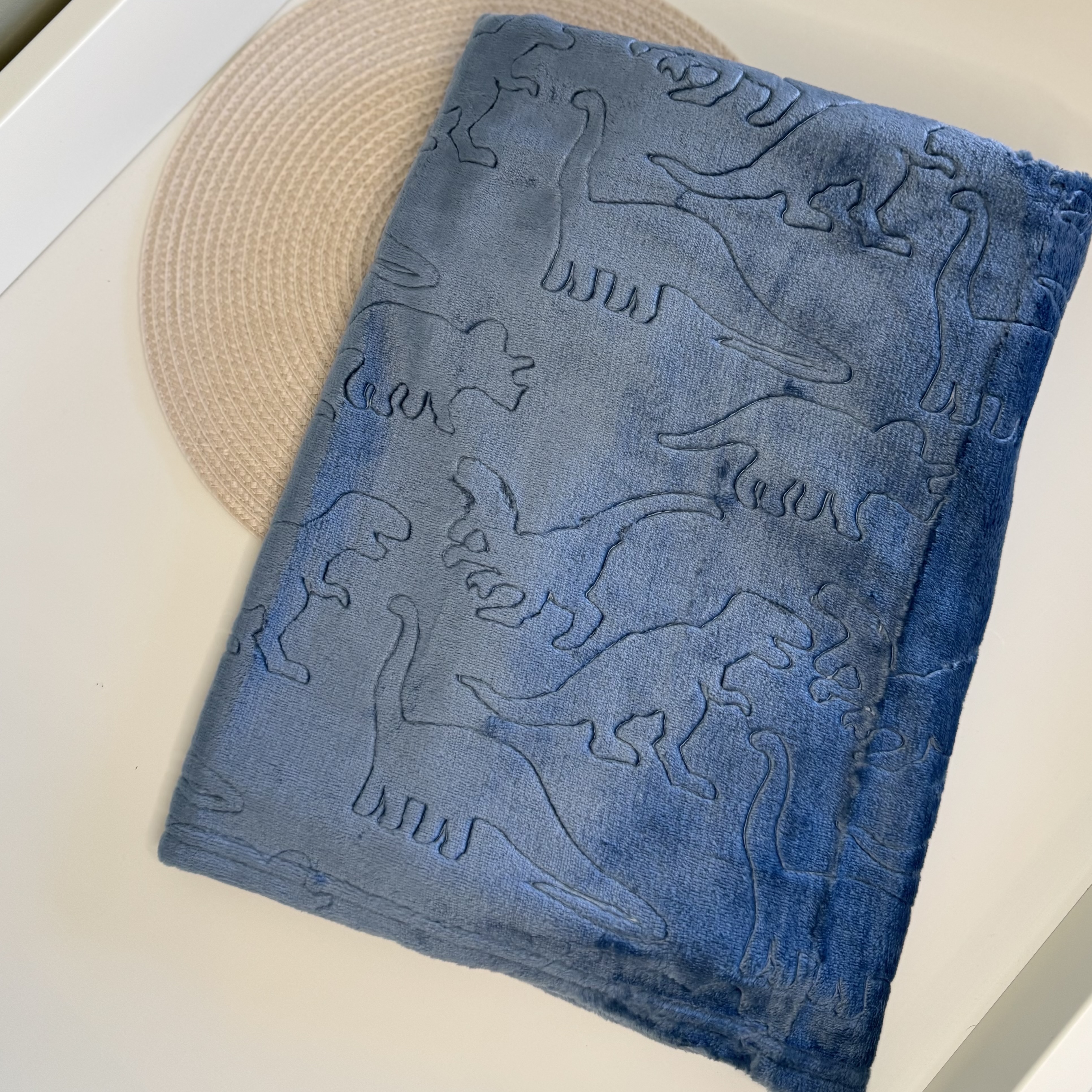 Personalised Blue Dinosaur Baby Blanket