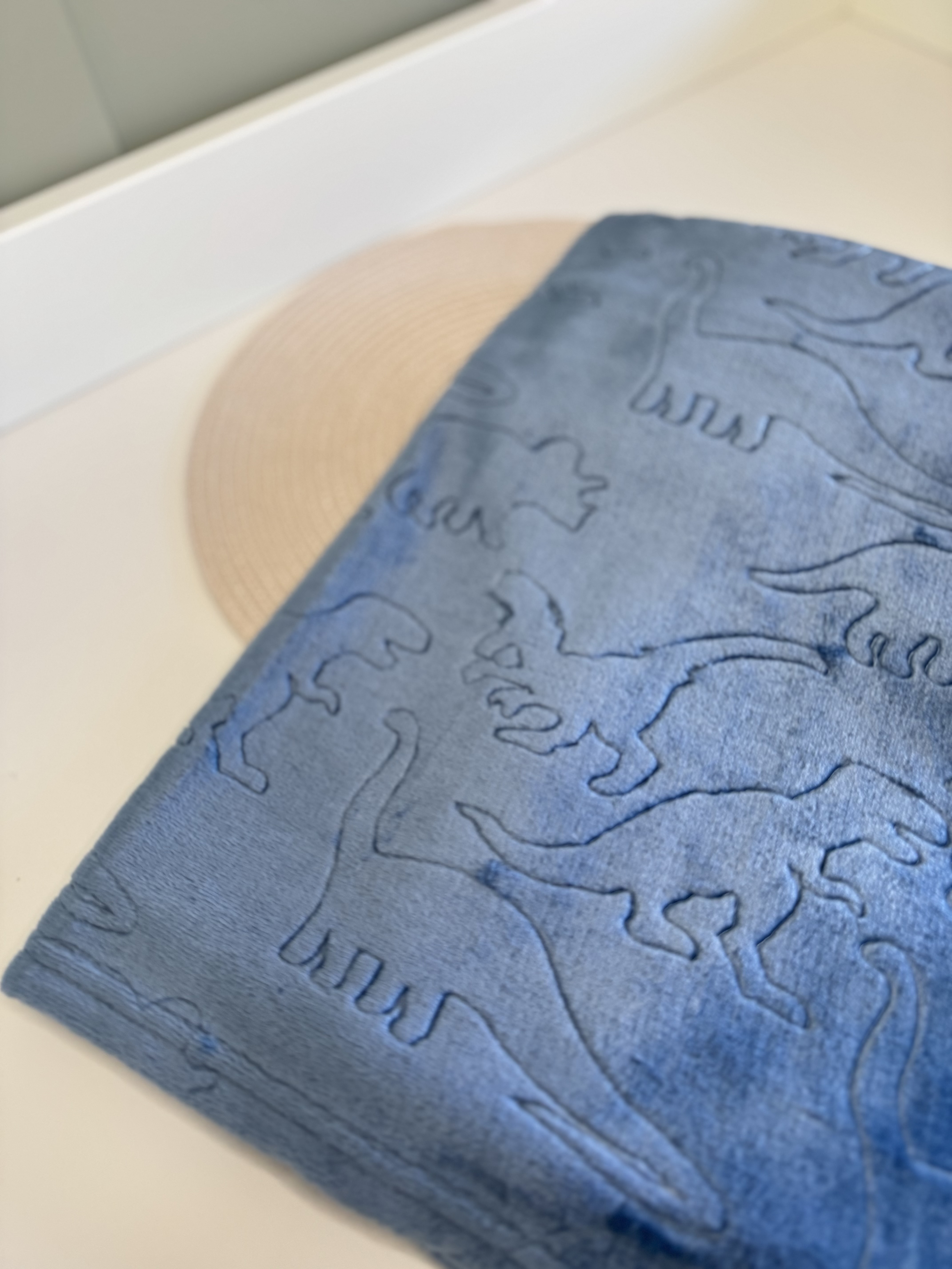 Personalised Blue Dinosaur Baby Blanket