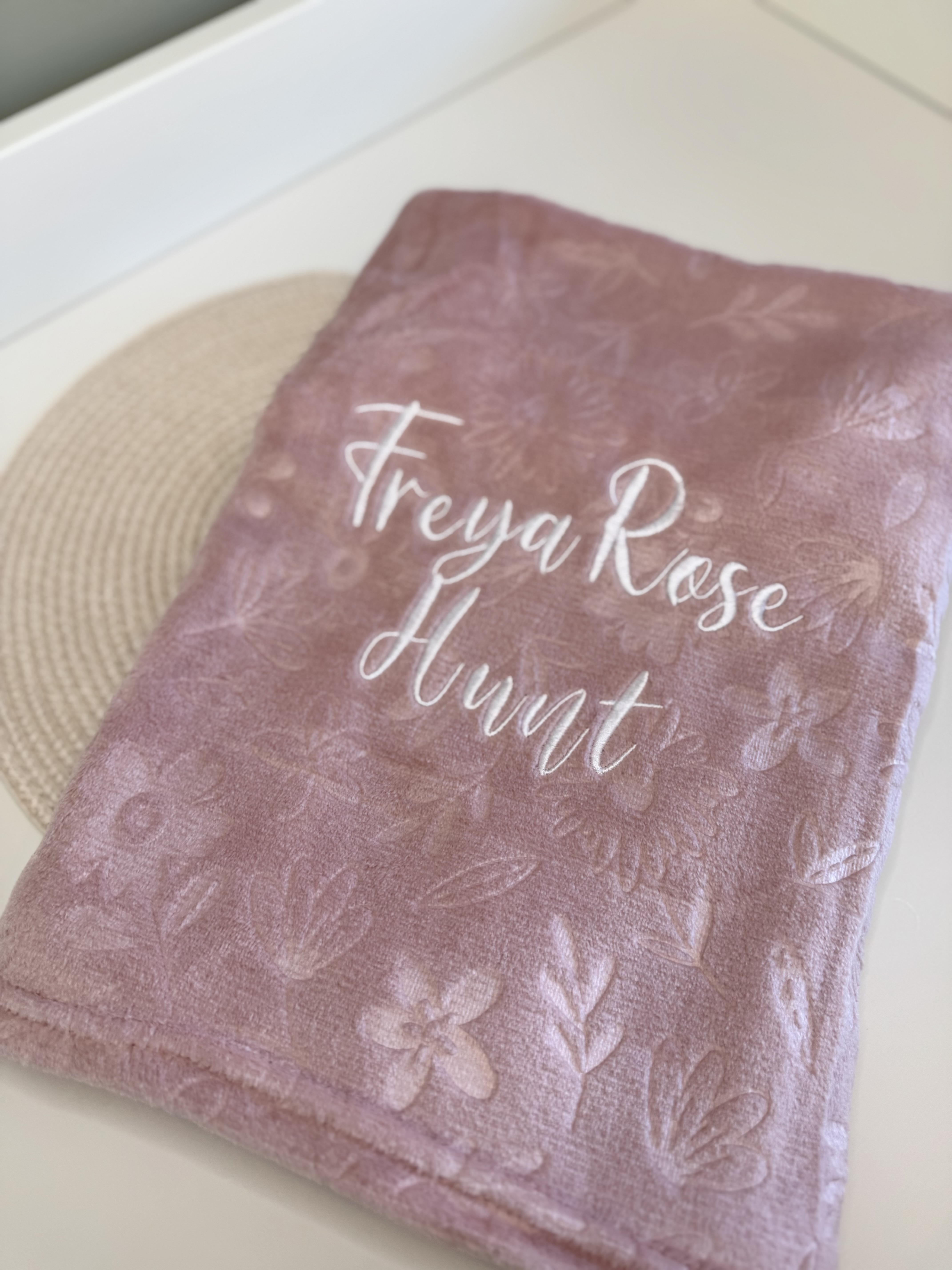 Personalised Pink Flower Baby Blanket