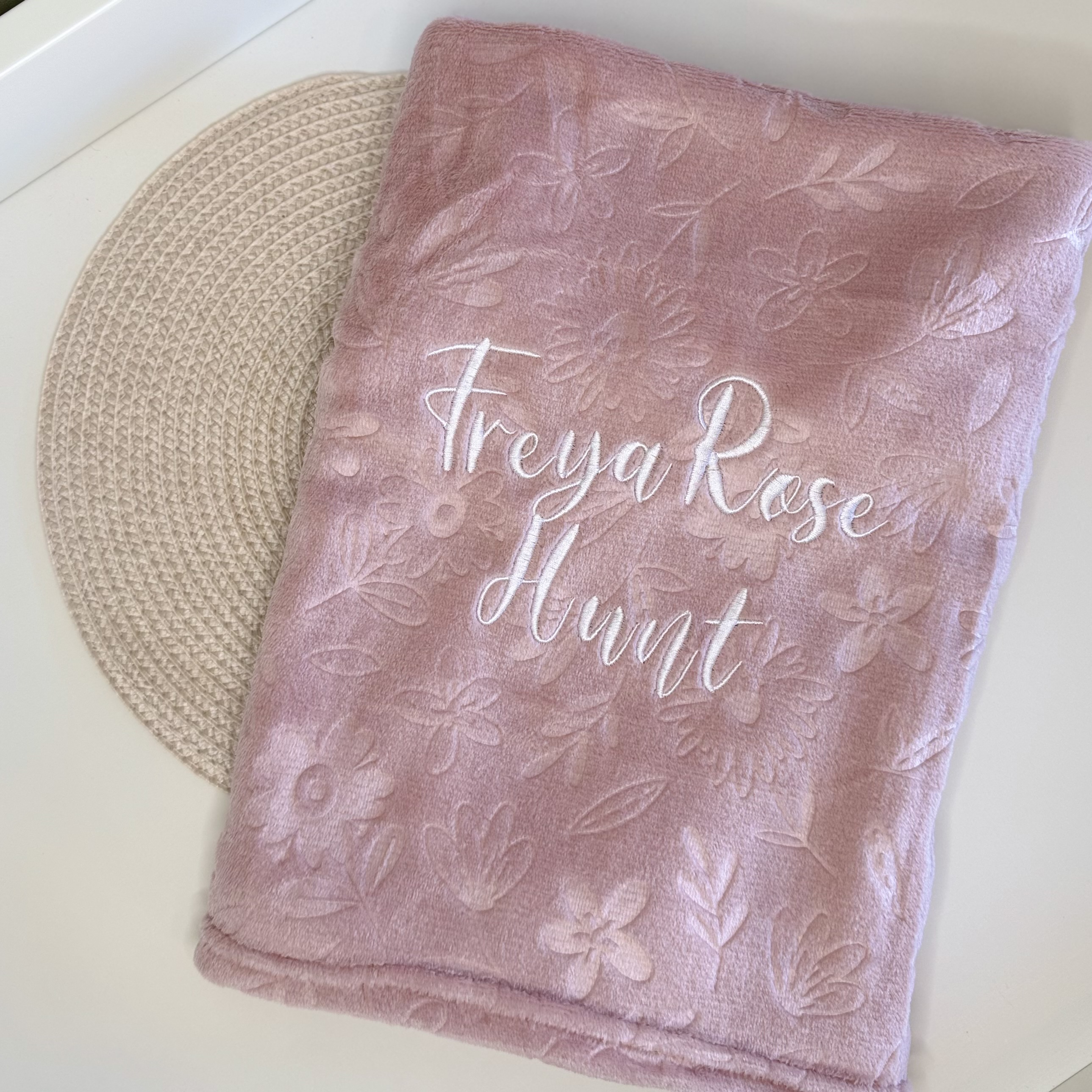 Personalised Pink Flower Baby Blanket