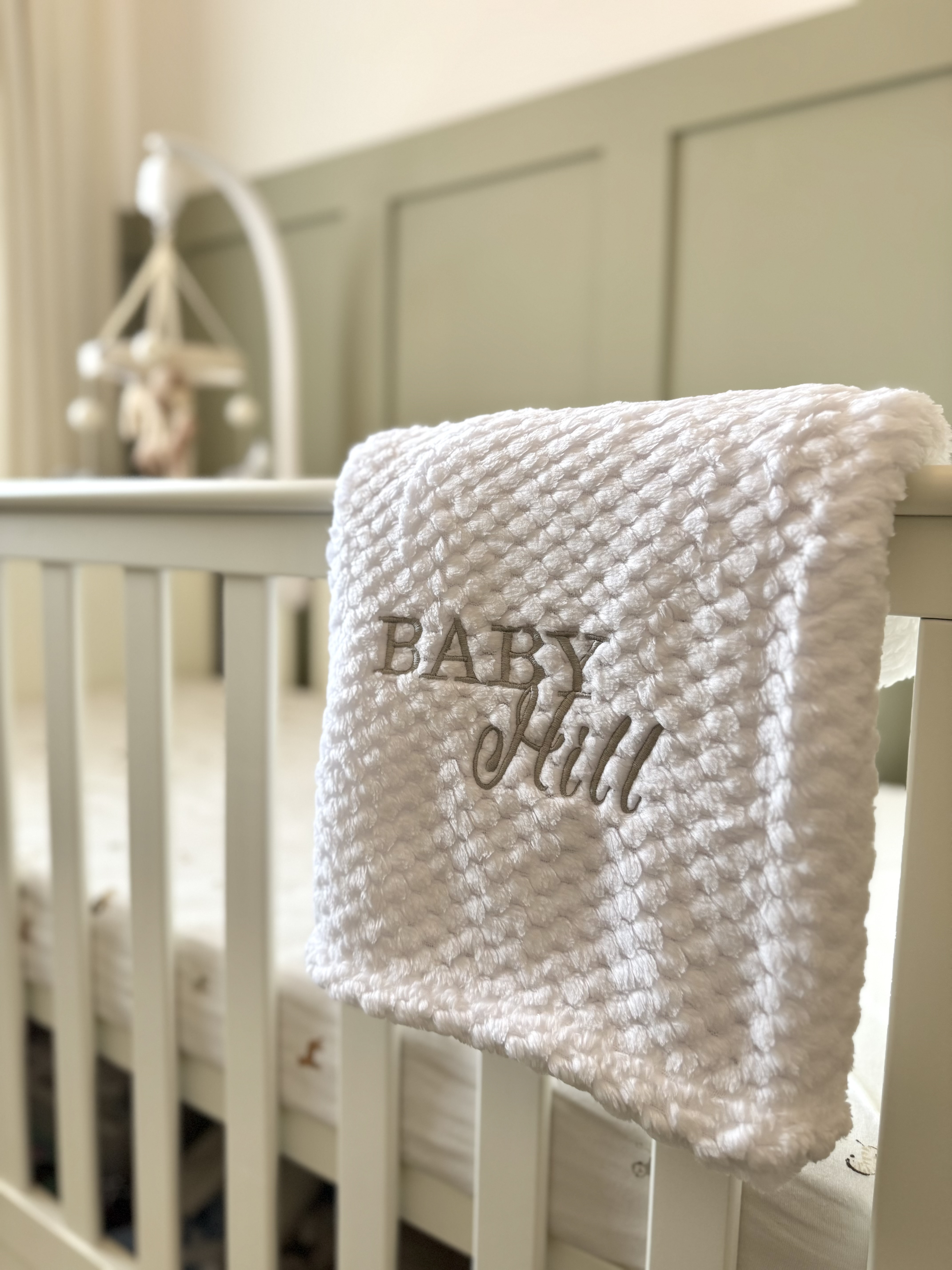 Personalised White Waffle Baby Blanket