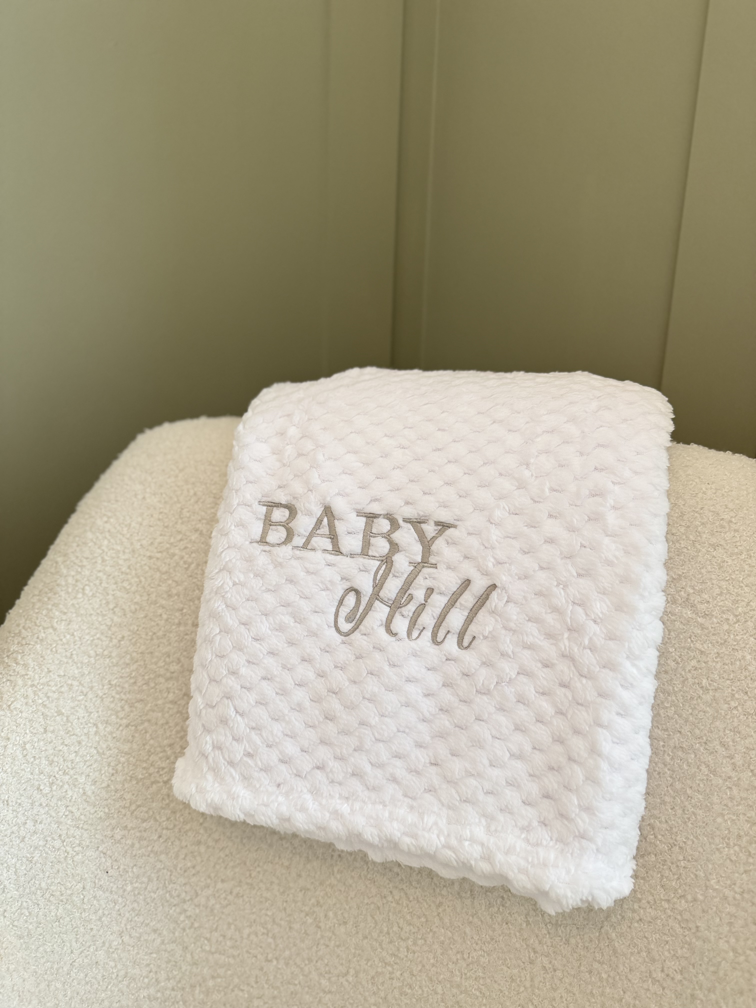 Personalised White Waffle Baby Blanket