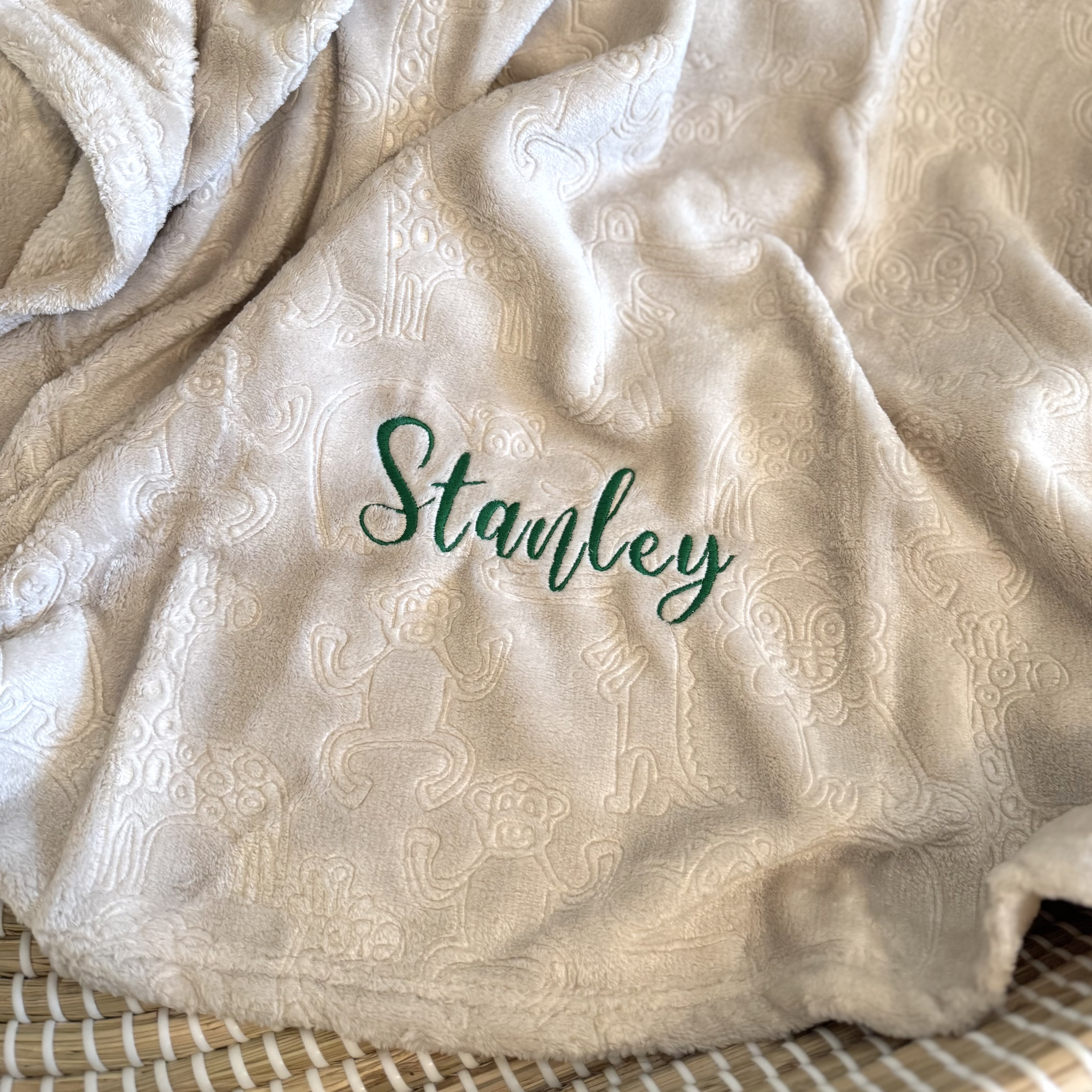 Personalised Biscuit Safari Animal Blanket