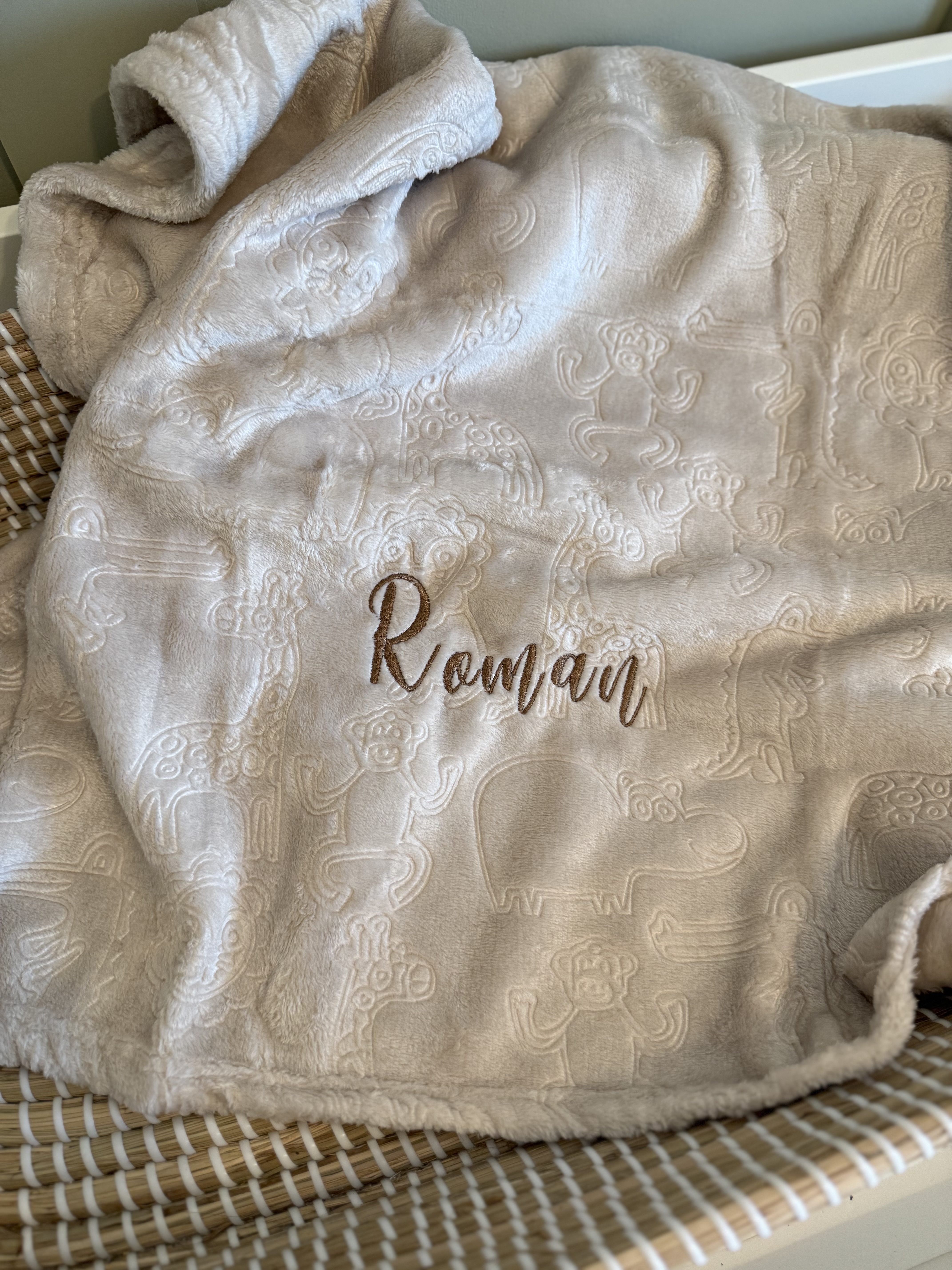 Personalised Biscuit Safari Animal Blanket