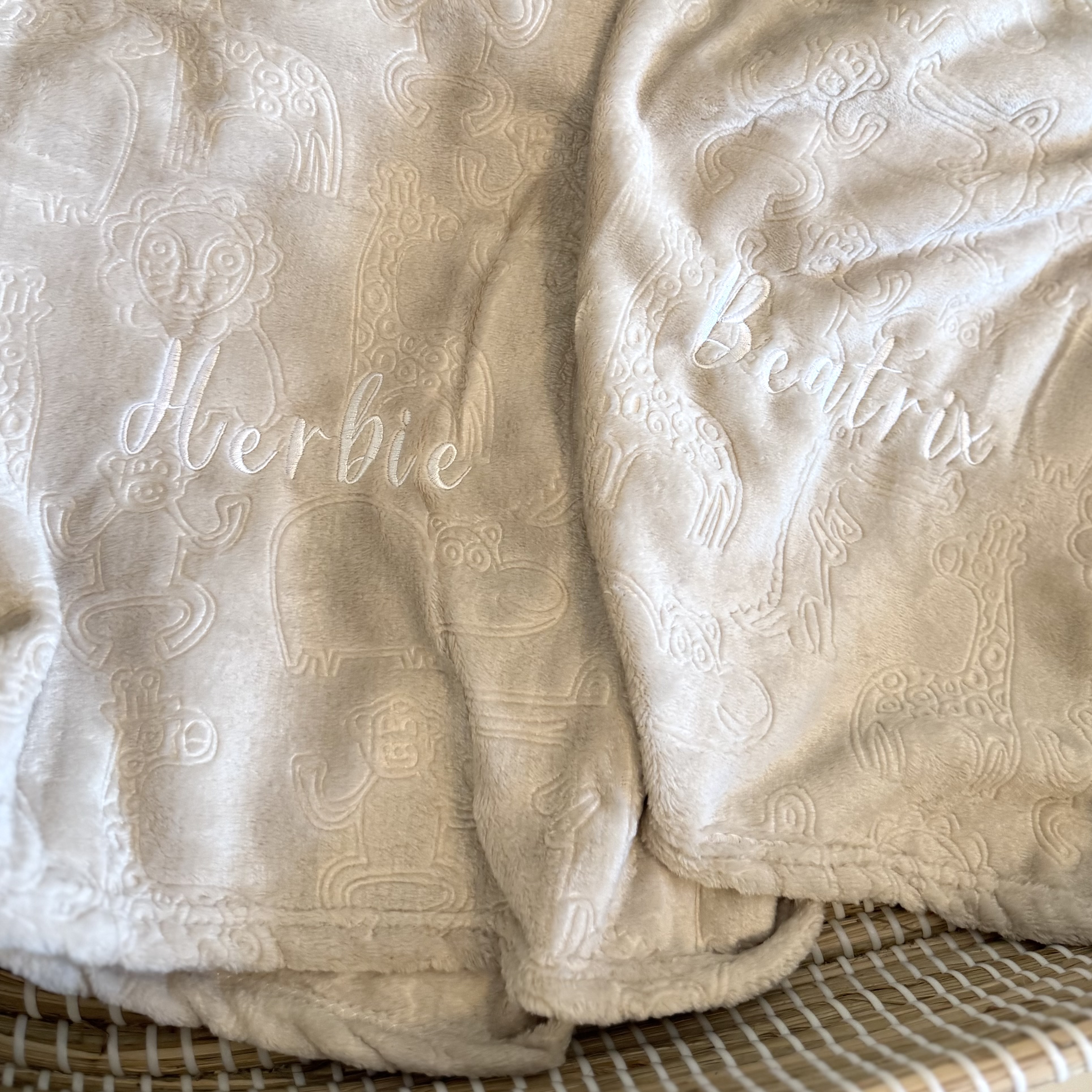 Personalised Biscuit Safari Animal Blanket