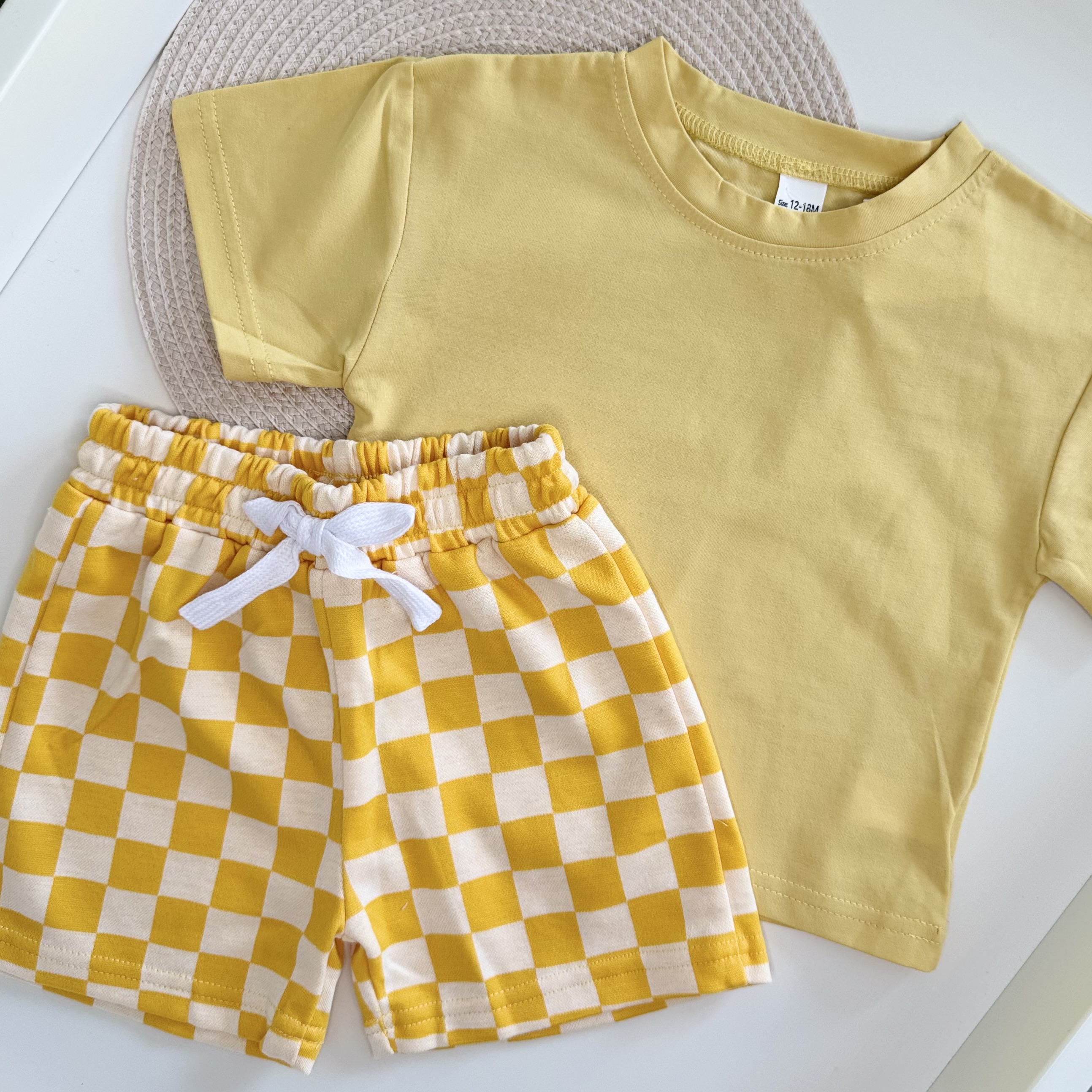 Personalised Yellow Checkerboard T-shirt & Shorts