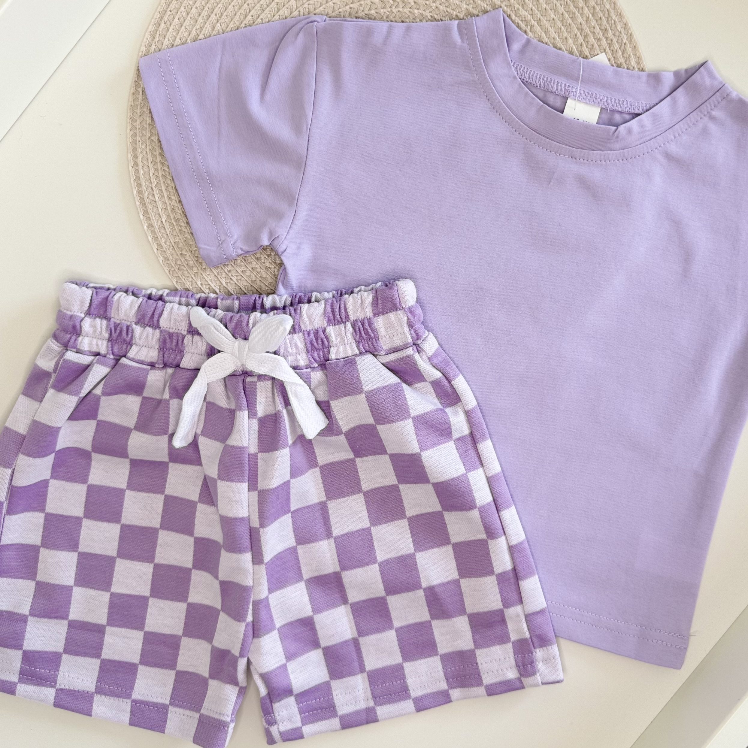 Personalised Purple Checkerboard T-shirt & Shorts