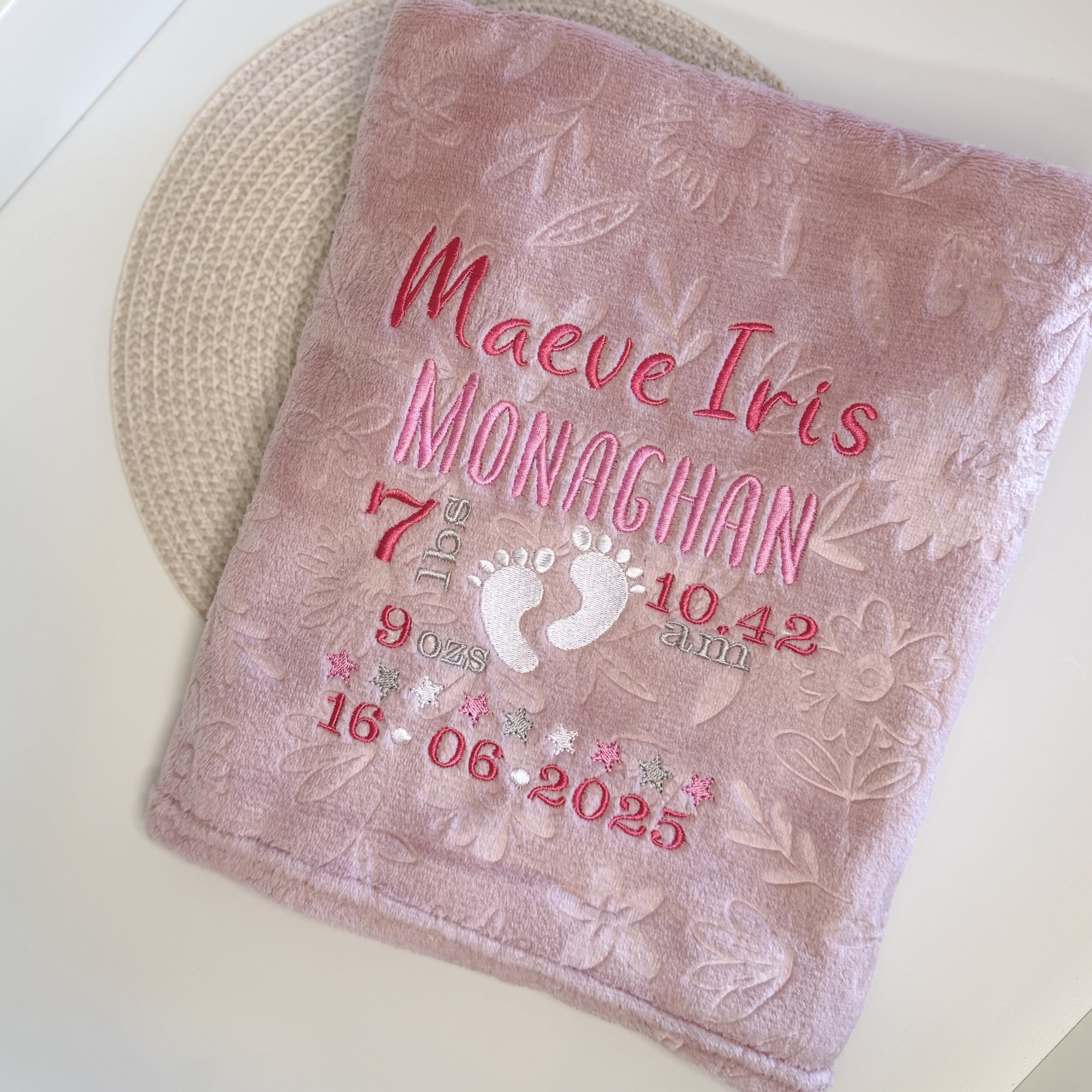 Personalised Baby Birth Announcement Blanket  