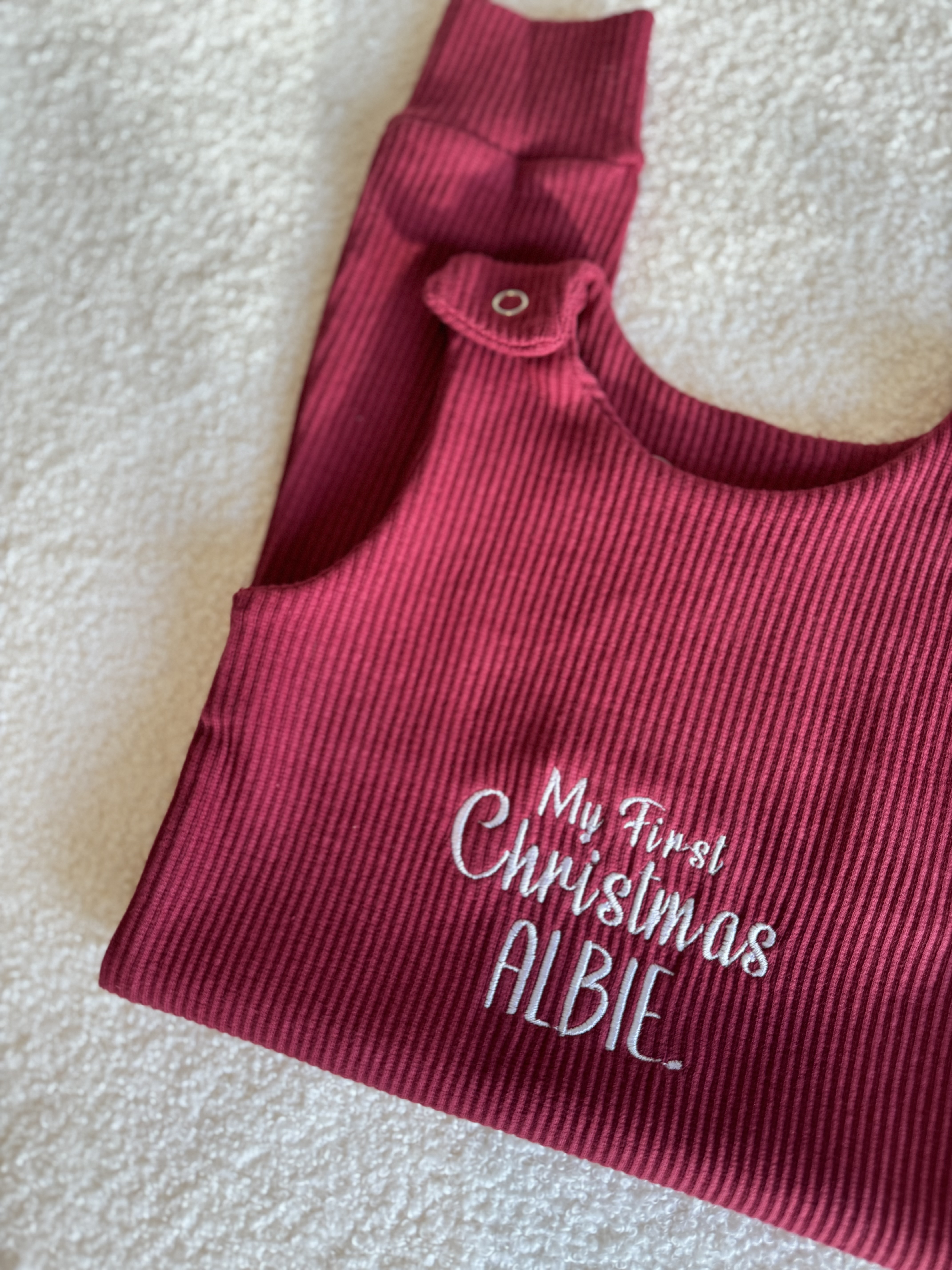 Personalised 'My First Christmas' Red Dungarees 