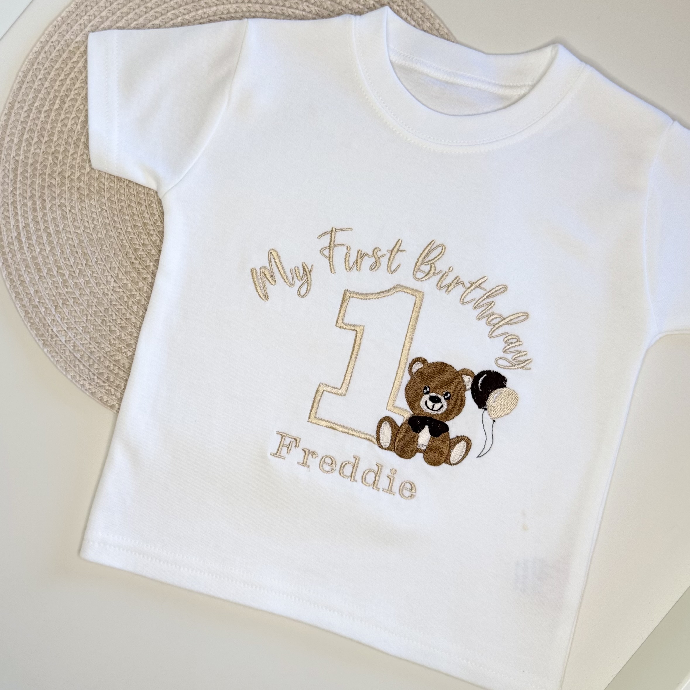 Personalised First Birthday Bear T-shirt