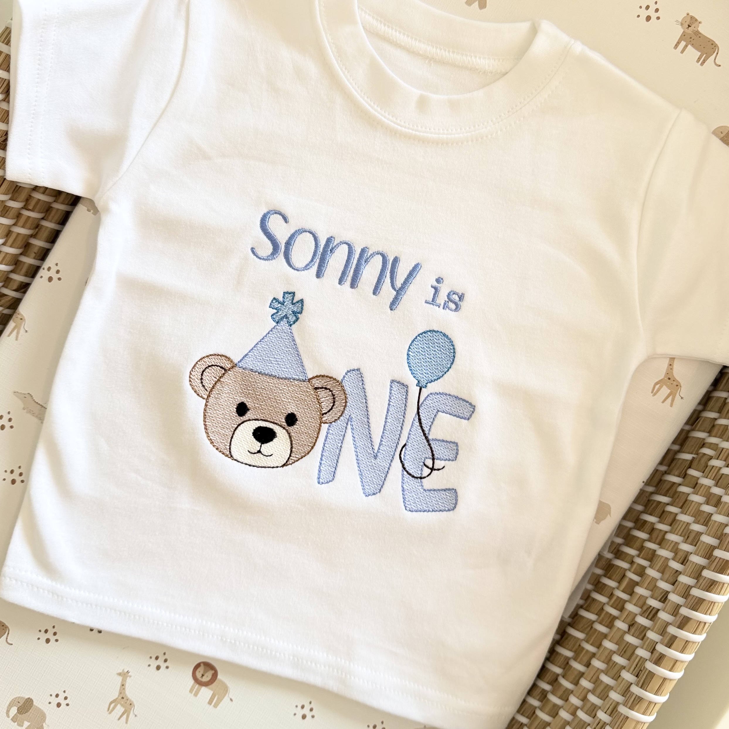 Personalised Teddy ‘One’ Birthday T-shirt